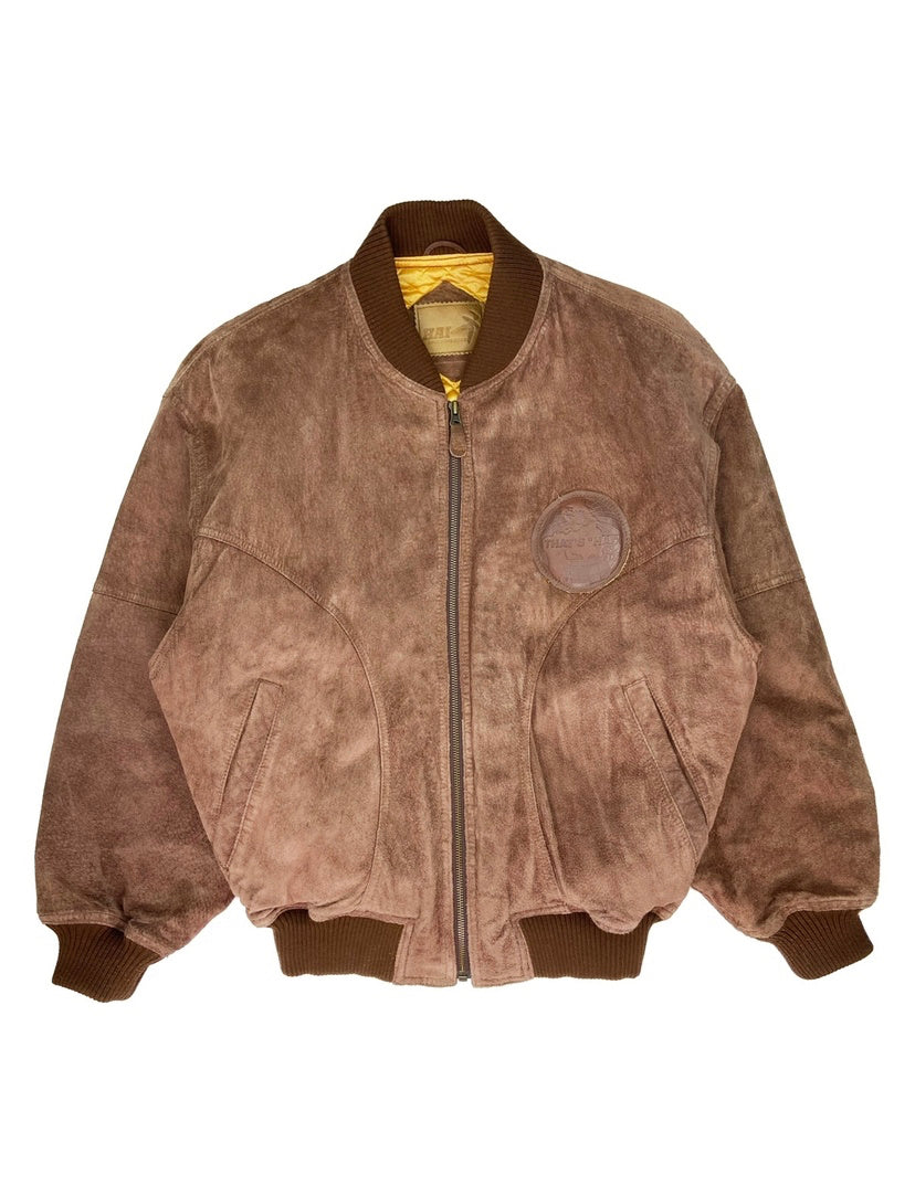 1990’s Hai Sporting Gear Suede Globe Panelled Bomber Jacket