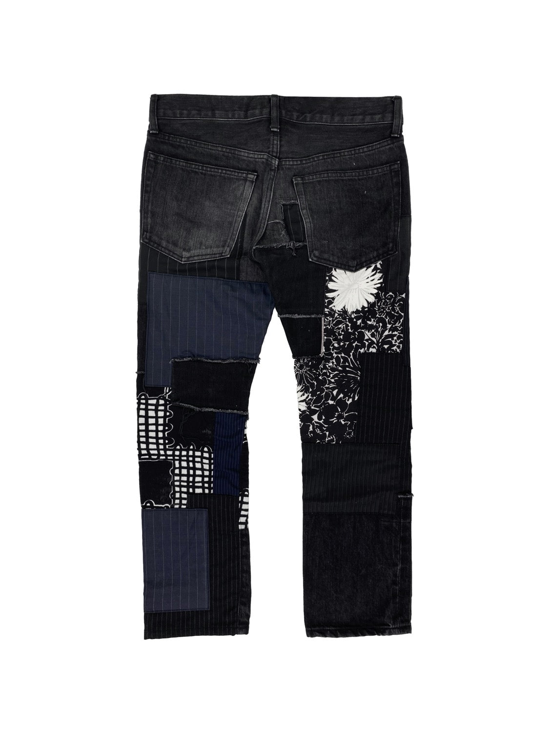 SS17 Junya Watanabe Patchwork Distressed Black Washed Denim
