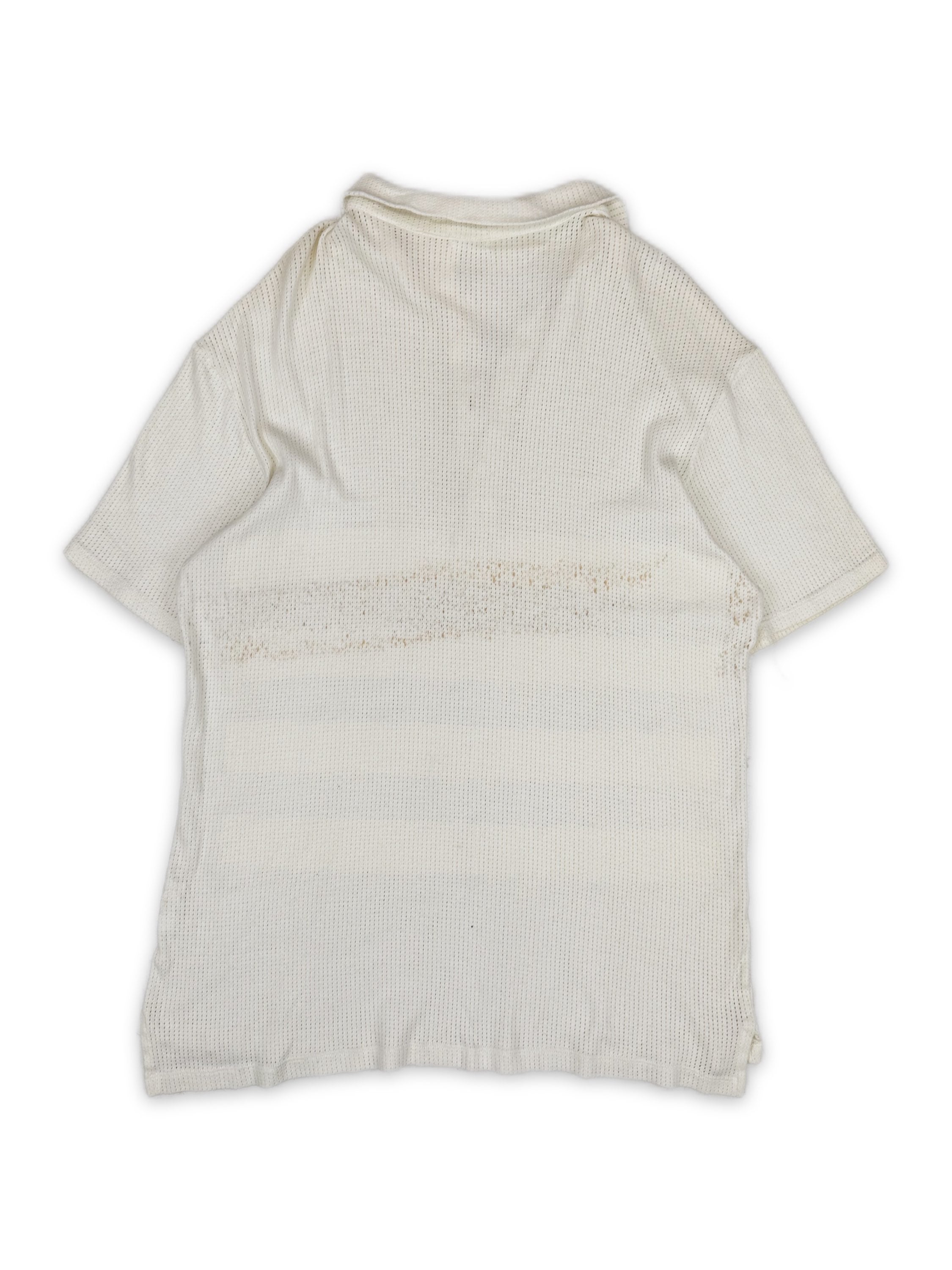 AW98 Helmut Lang ‘Stripe’ Mesh Cream Collared Shirt