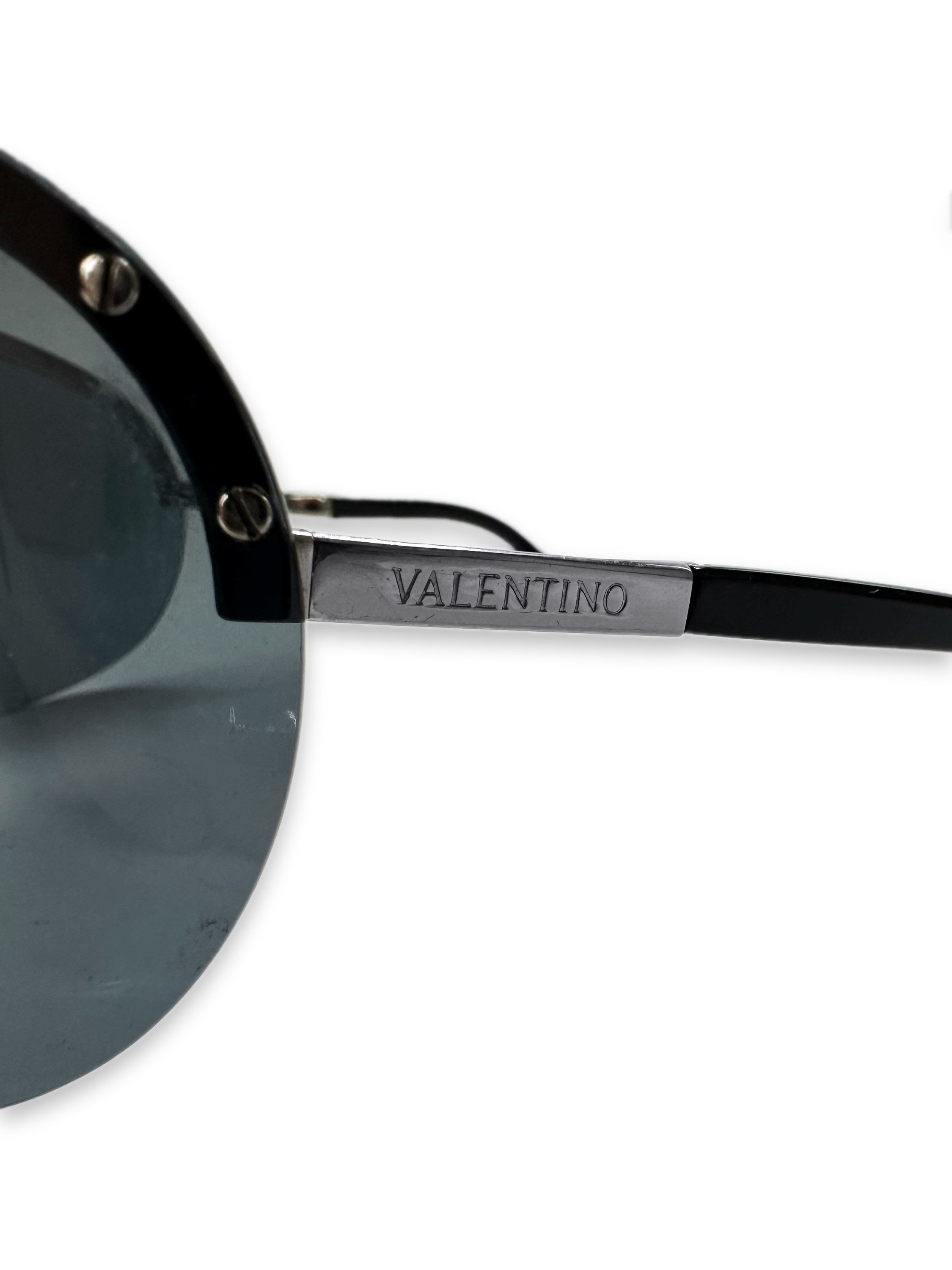 00s Valentino ‘Shield’ Studded Blue Tint Sunglasses