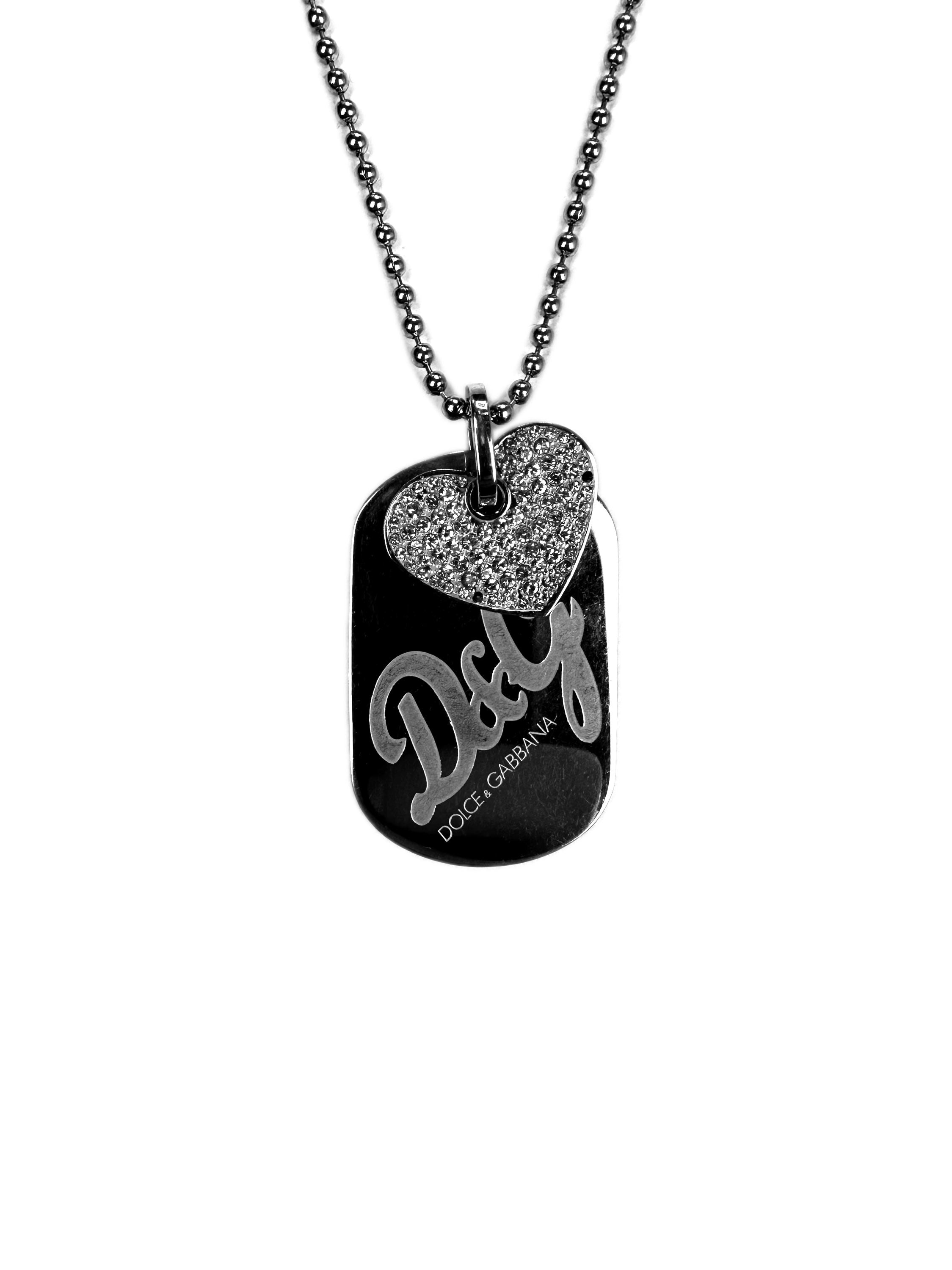 Dolce & Gabbana Dog Tag Heart Motif Ball Chain Necklace