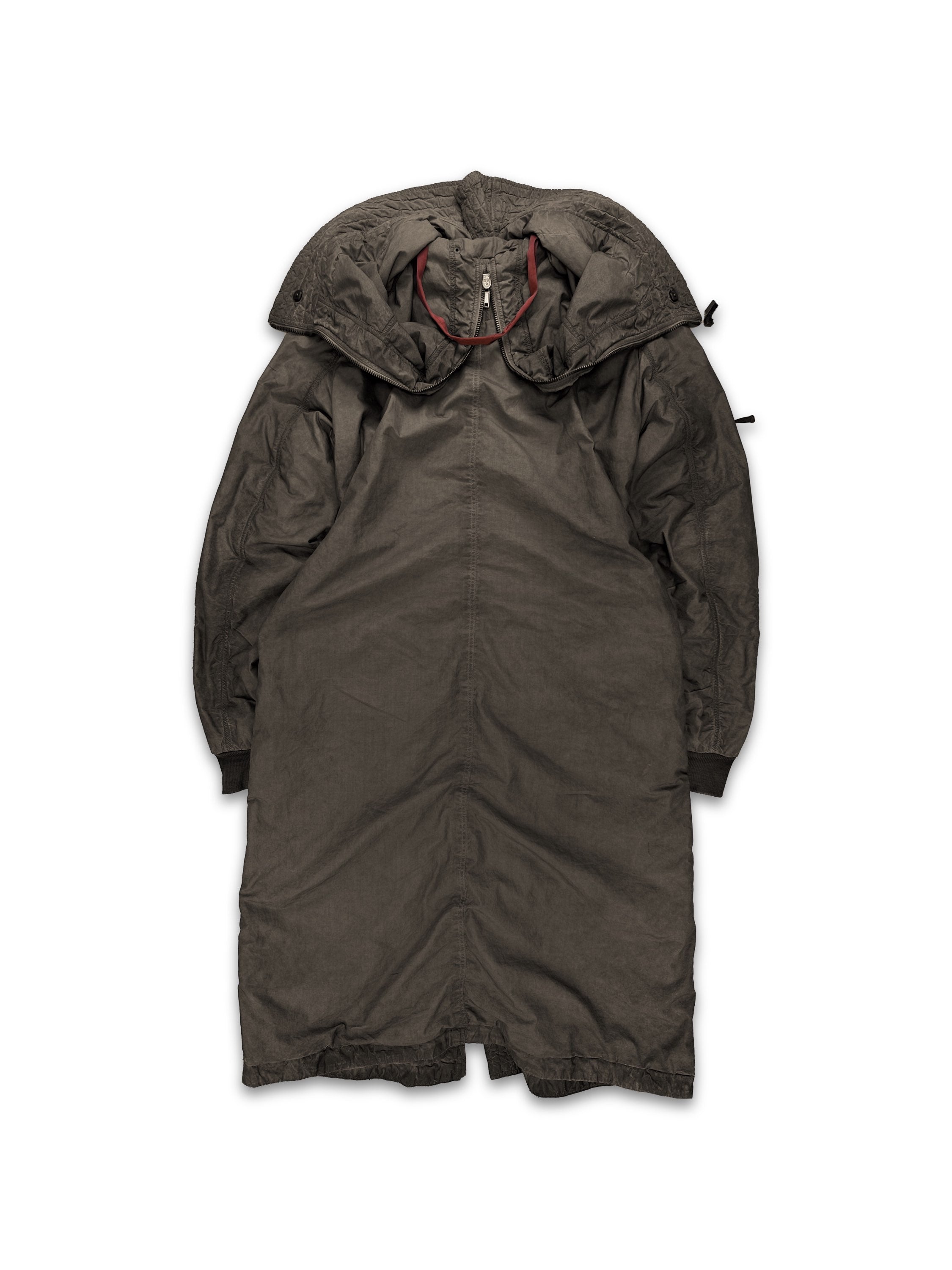 00s Rick Owens ‘Exploder’ Sling Split Hood Dust Trench Coat