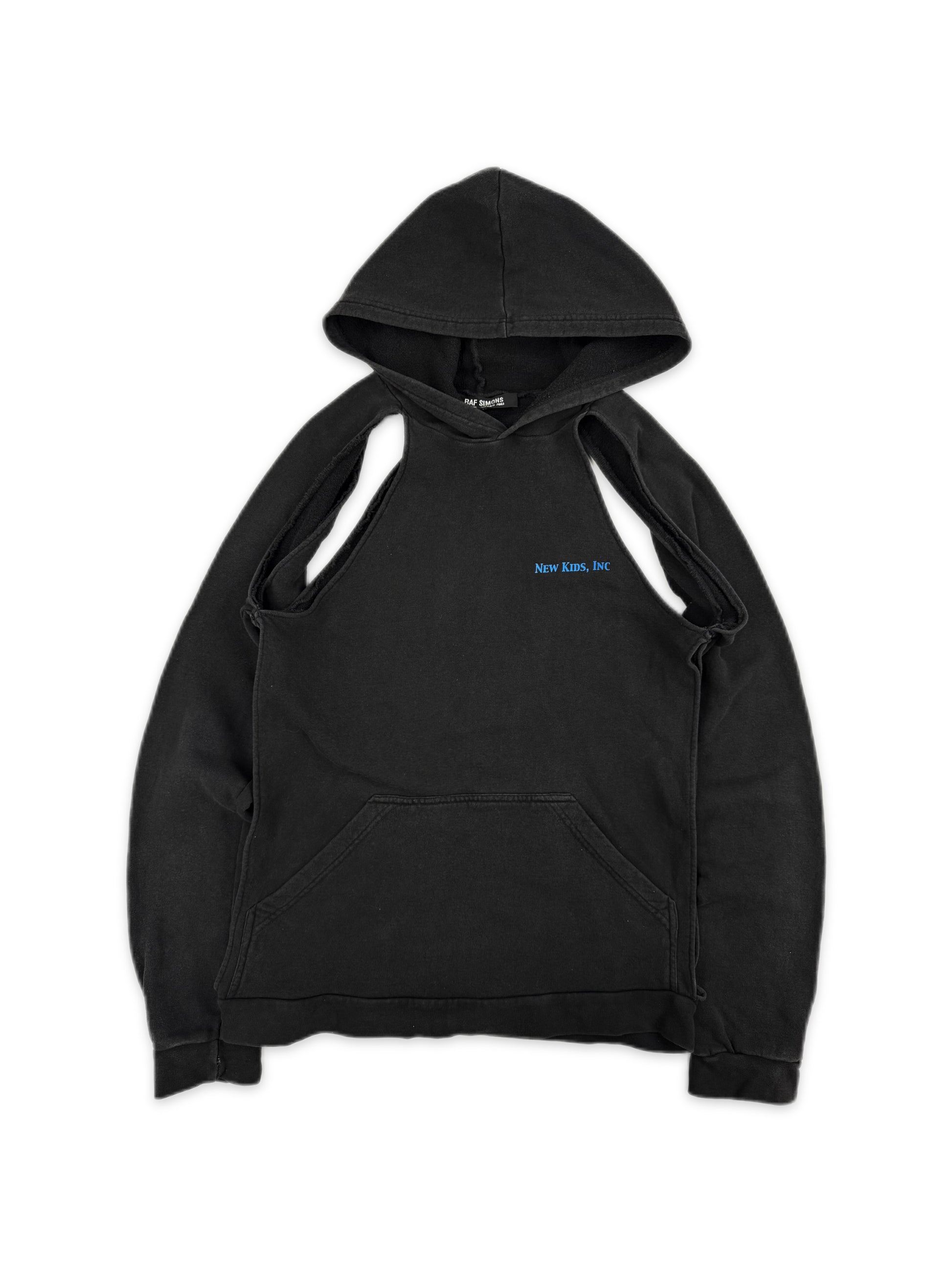 SS03 Raf Simons ‘New Kids Inc.’ Cut Out Slate Grey Hoodie