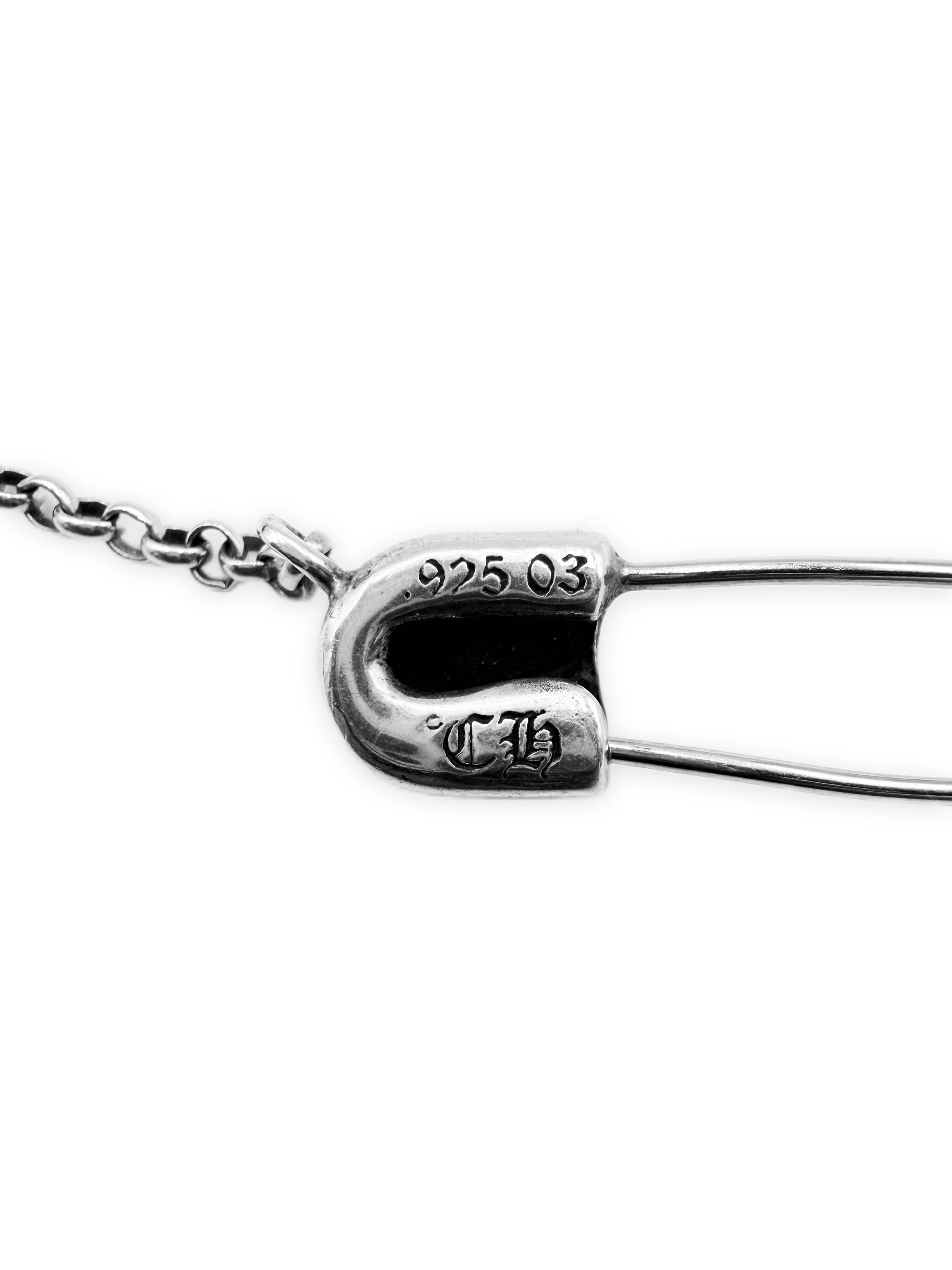 Chrome Hearts Safety Pin Plus Roll Chain .925 Silver Necklace
