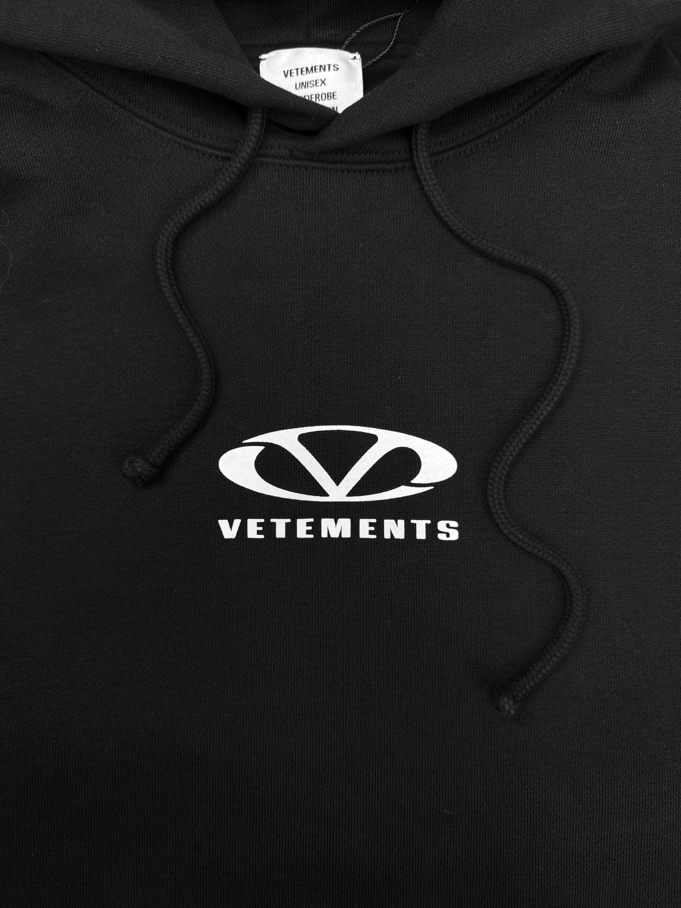 Vetements Limited Edition Chest Logo Hidden Seam Black Hoodie