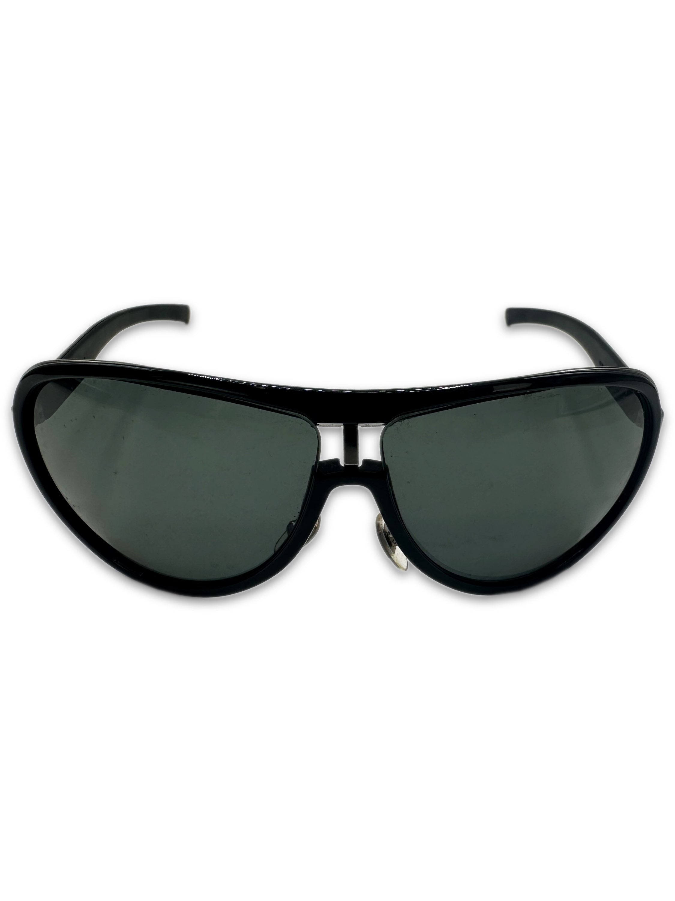00s Gucci Aviator Frame Green Tint Metal Logo Sunglasses