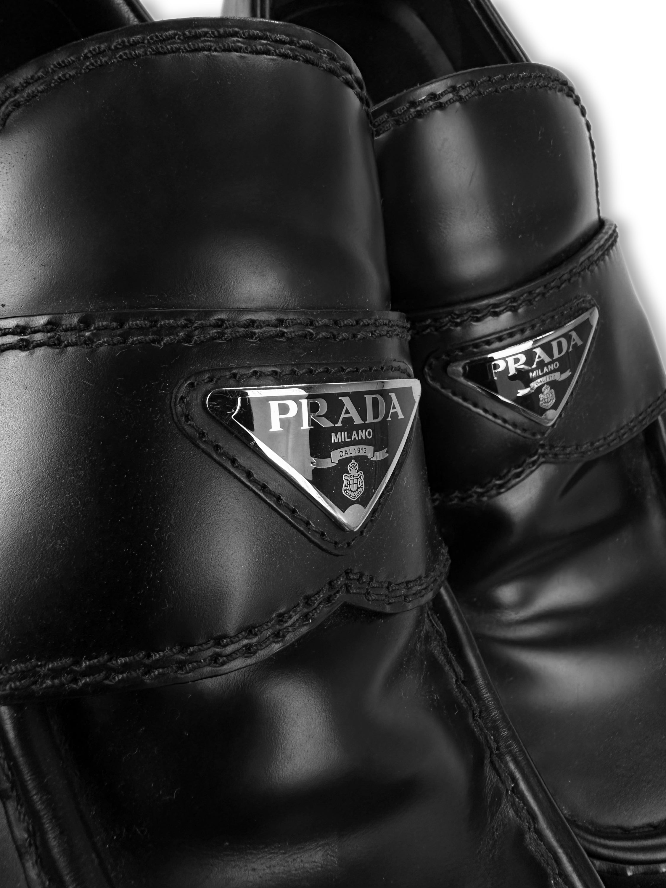 AW21 Prada ‘Monolith’ Brushed Leather Platform Loafers
