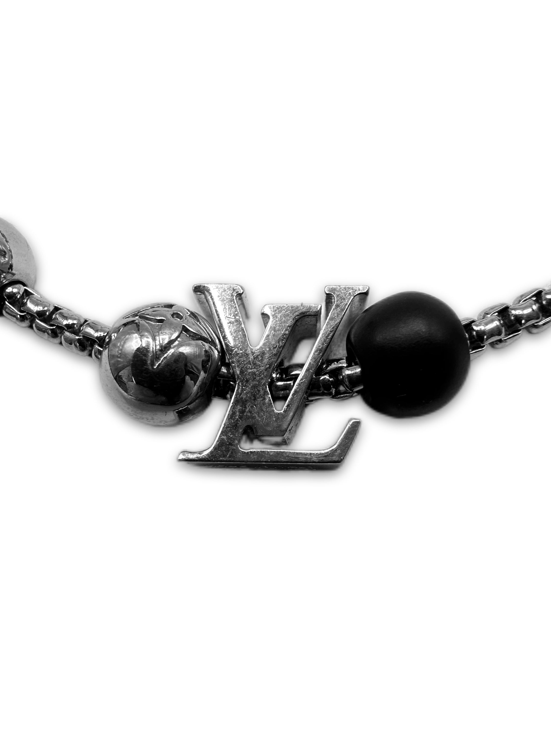 Louis Vuitton Silver LV Monogram ‘Beaded’ Bracelet