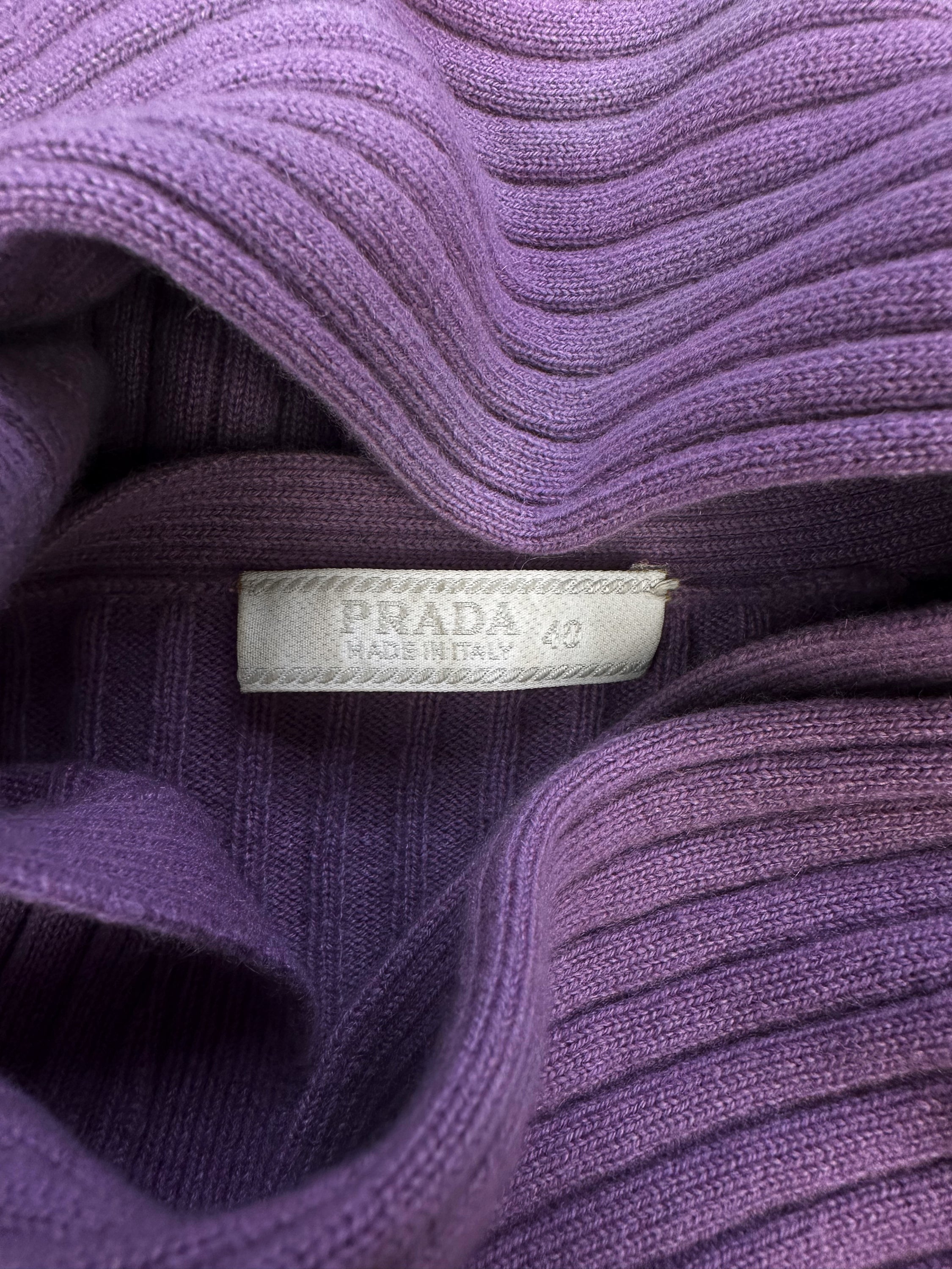 Prada Lilac Ribbed Button Down Cardigan