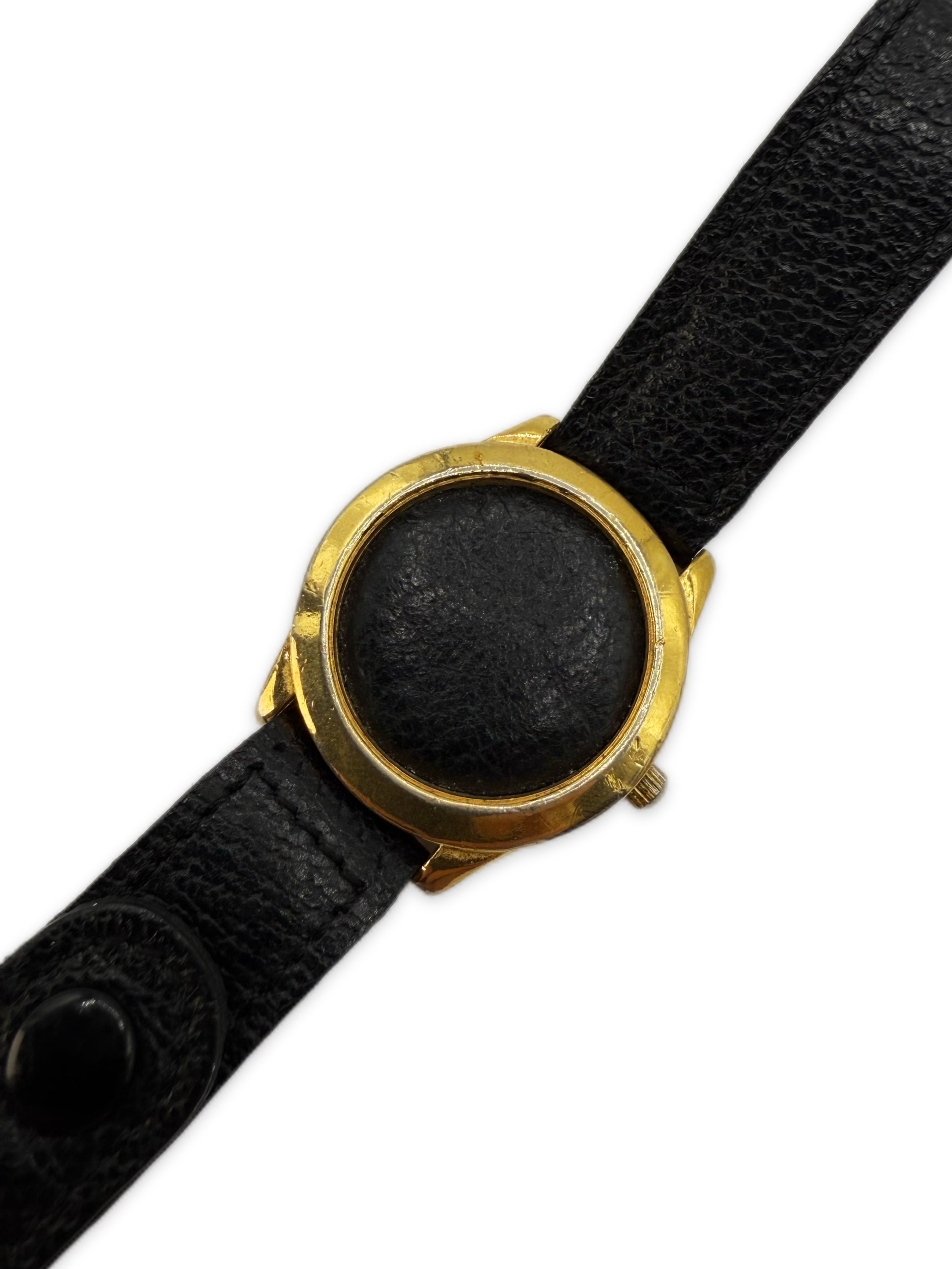 Maison Margiela Faceless Gold Leather Watch Bracelet