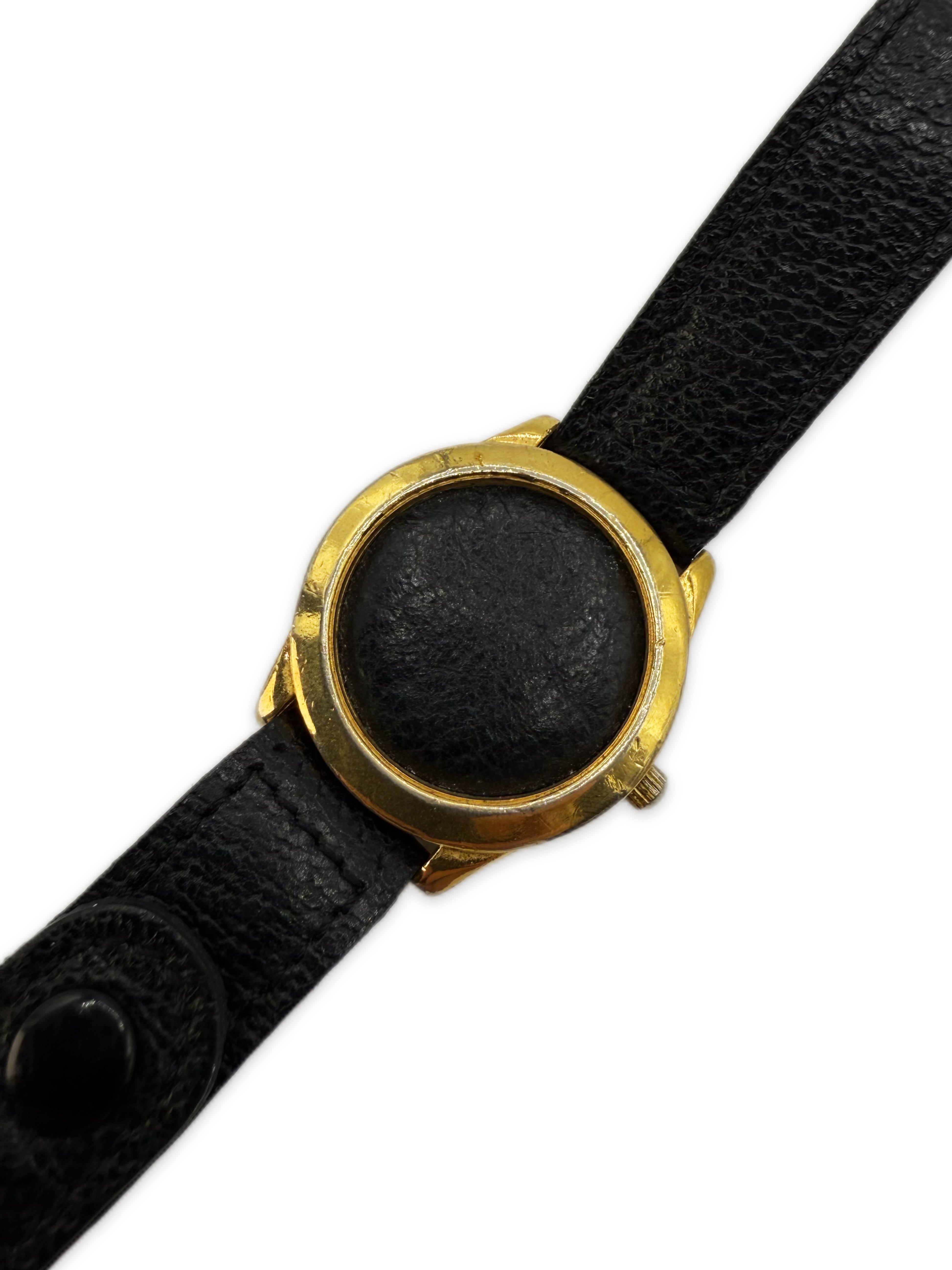 Maison Margiela Faceless Gold Leather Watch Bracelet