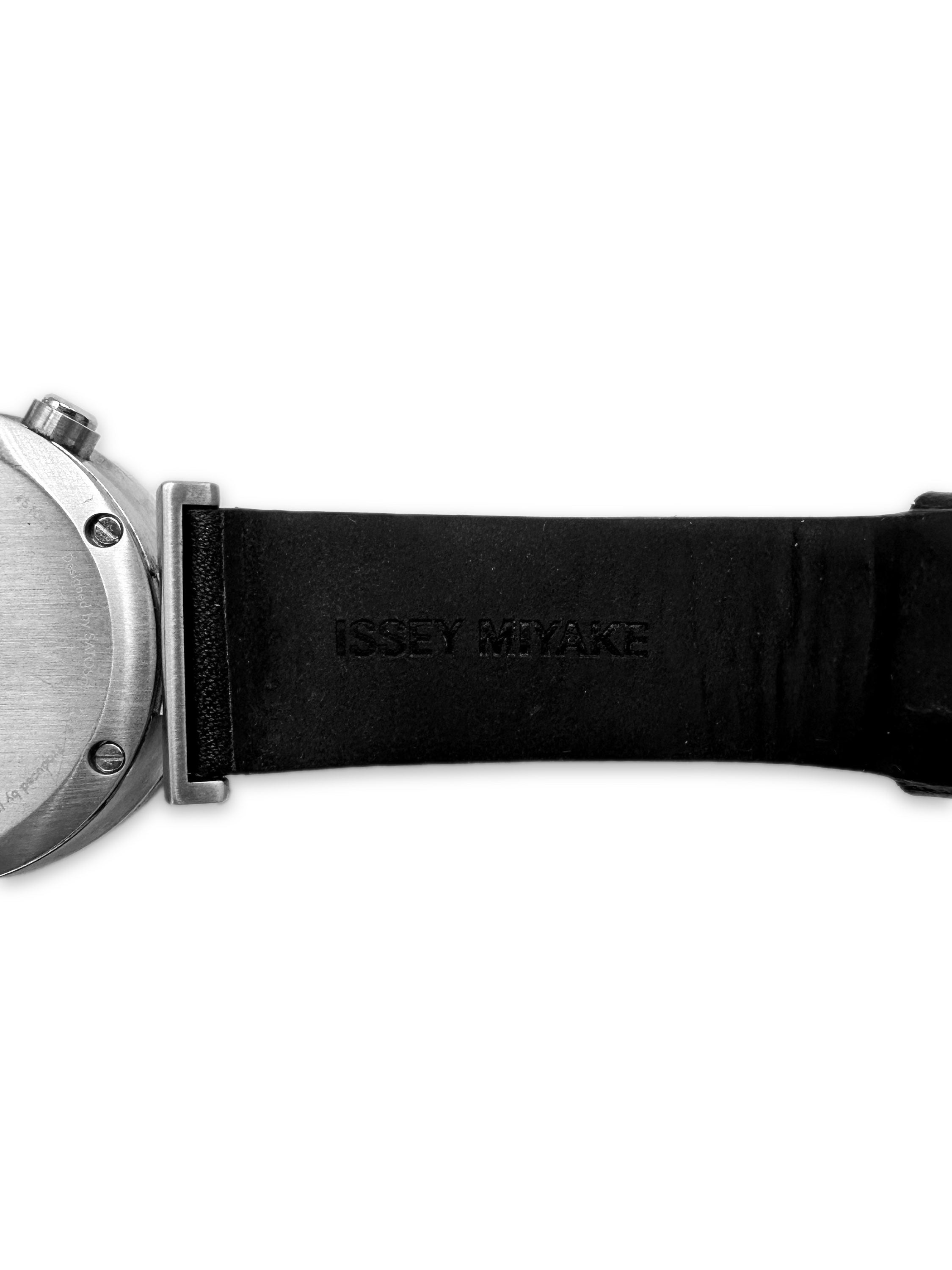 90s Issey Miyake Triple Chronograph Black Leather Band Watch