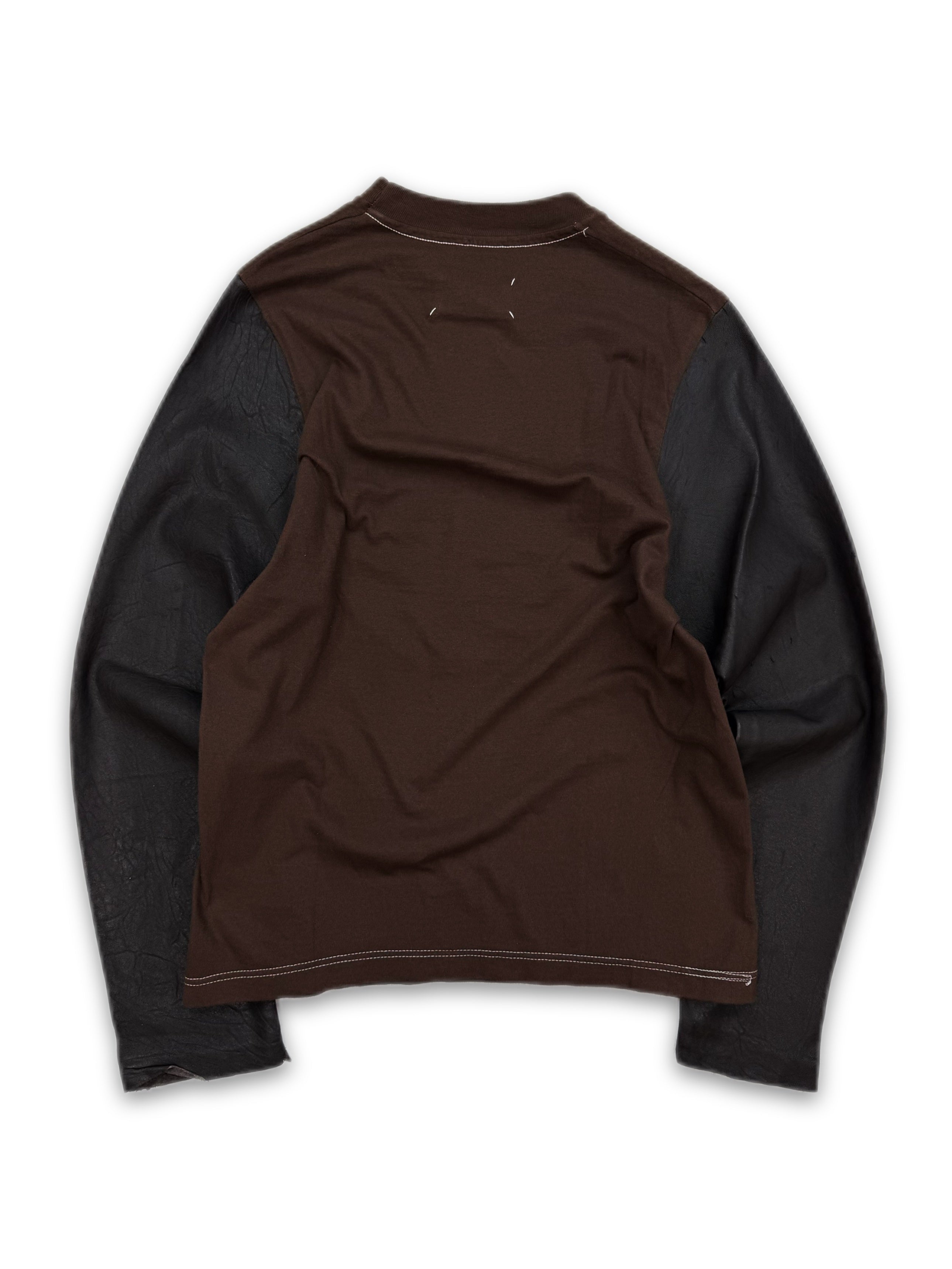 AW04 Maison Margiela Artisanal ‘0’ Leather Long Sleeve Brown Shirt