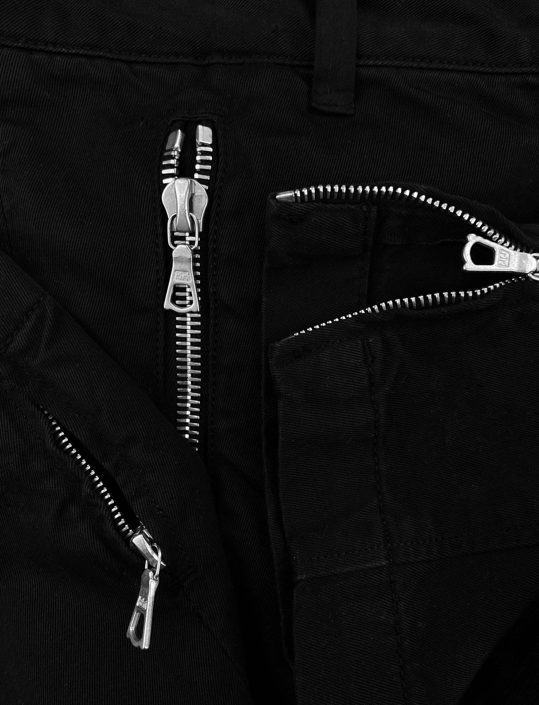 Dries Van Noten Black Multi Zip Metallic Flared Pants