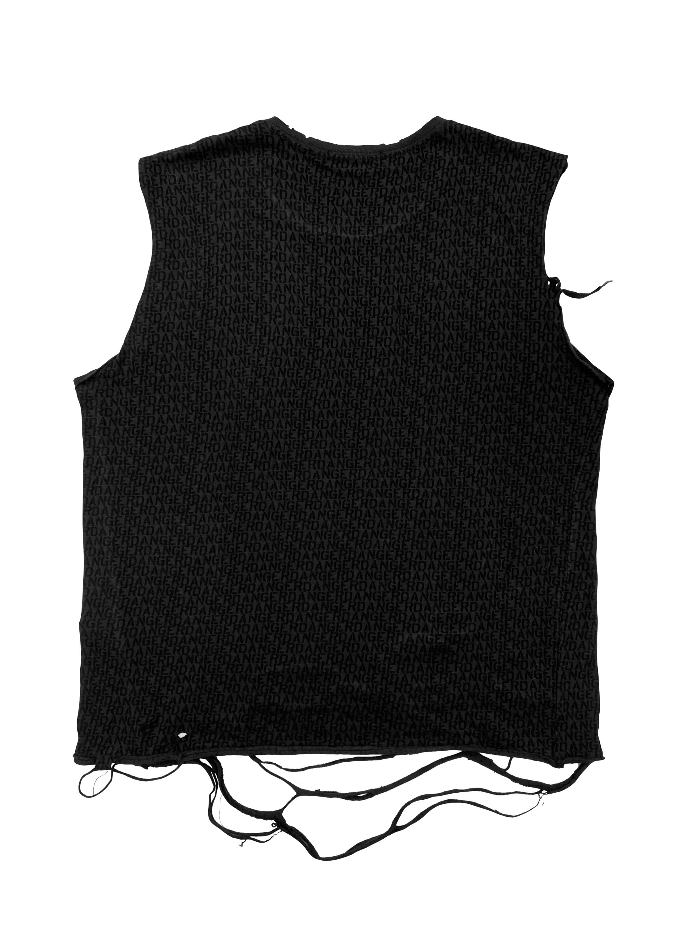 AW05 Undercover “Danger” Thrashed Full Print Script Tank Top