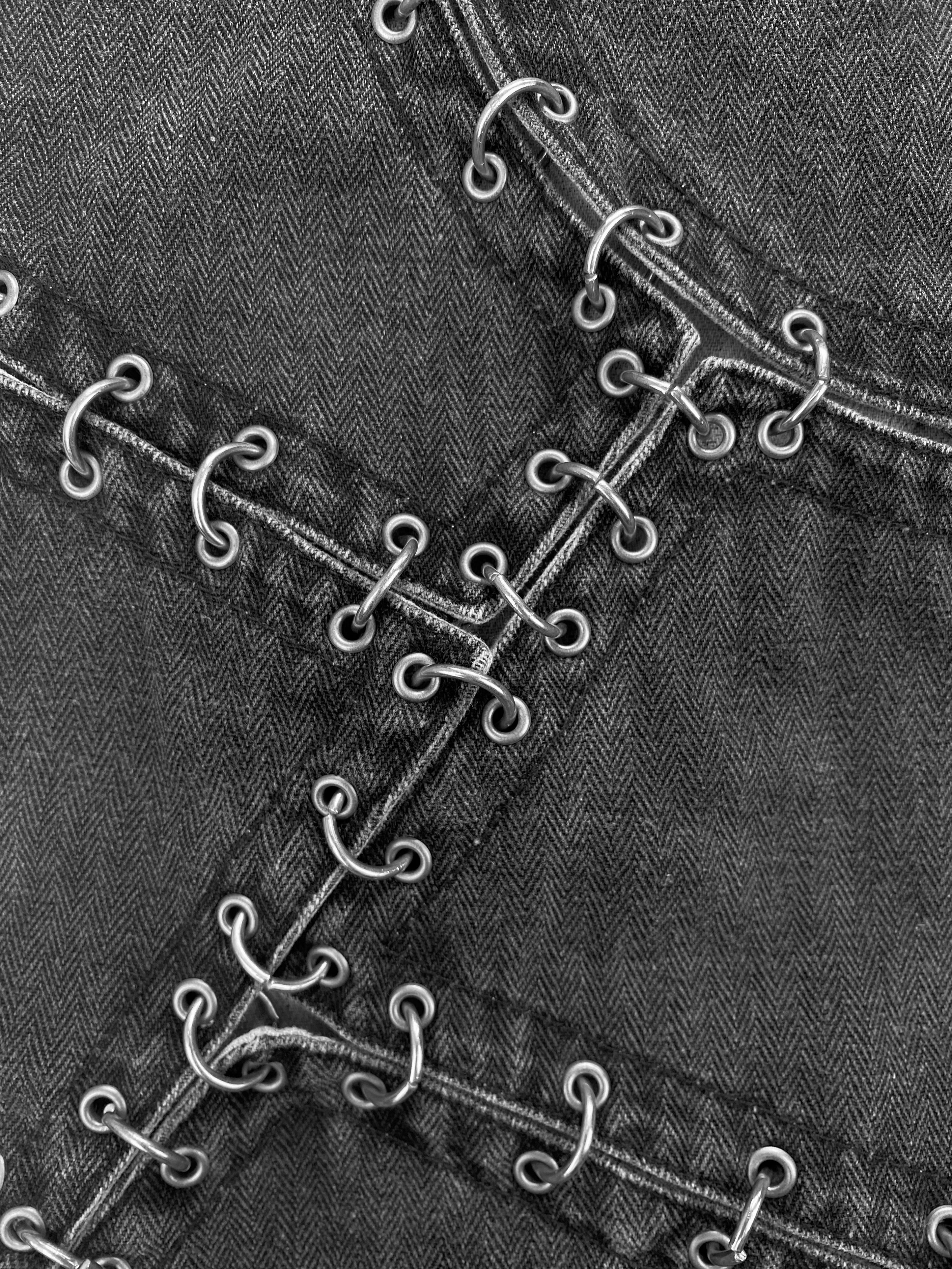 90’s Jean Paul Gaultier Asymmetric Pierced Denim Jeans