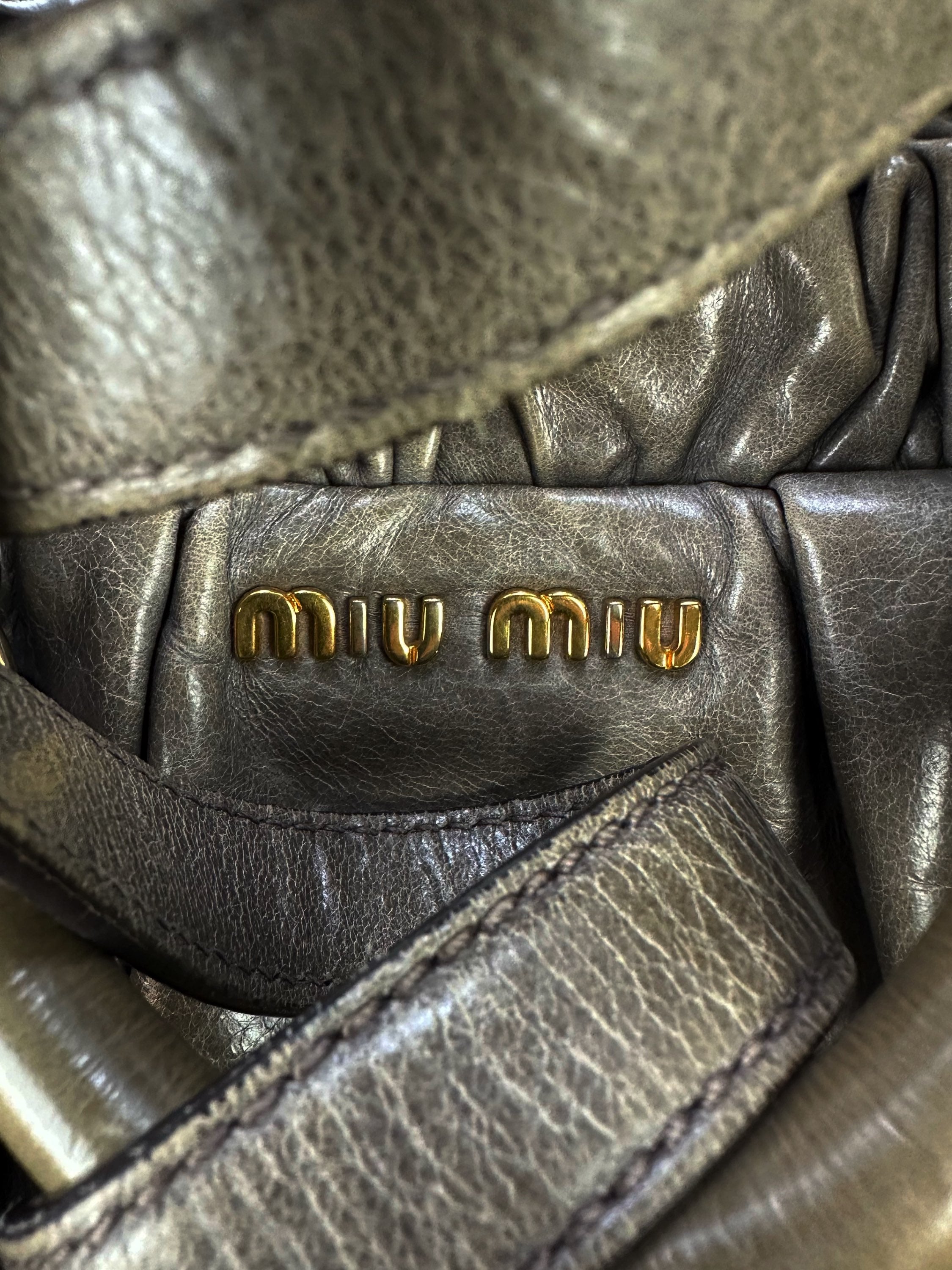 00s Miu Miu Leather Cross Body Tassel Handbag