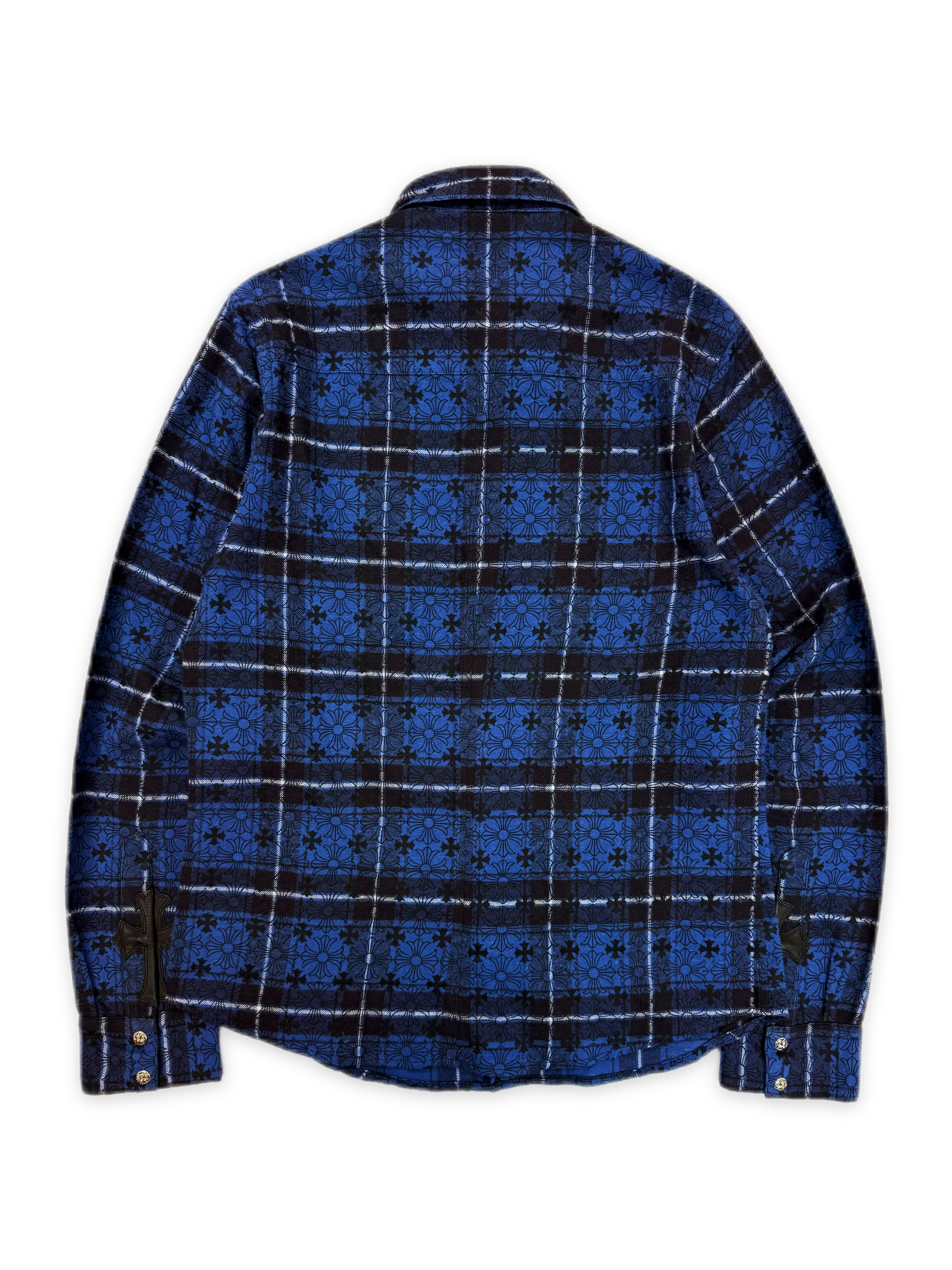 Chrome Hearts Loose Ends Leather Cross Patch Blue .925 Silver Flannel