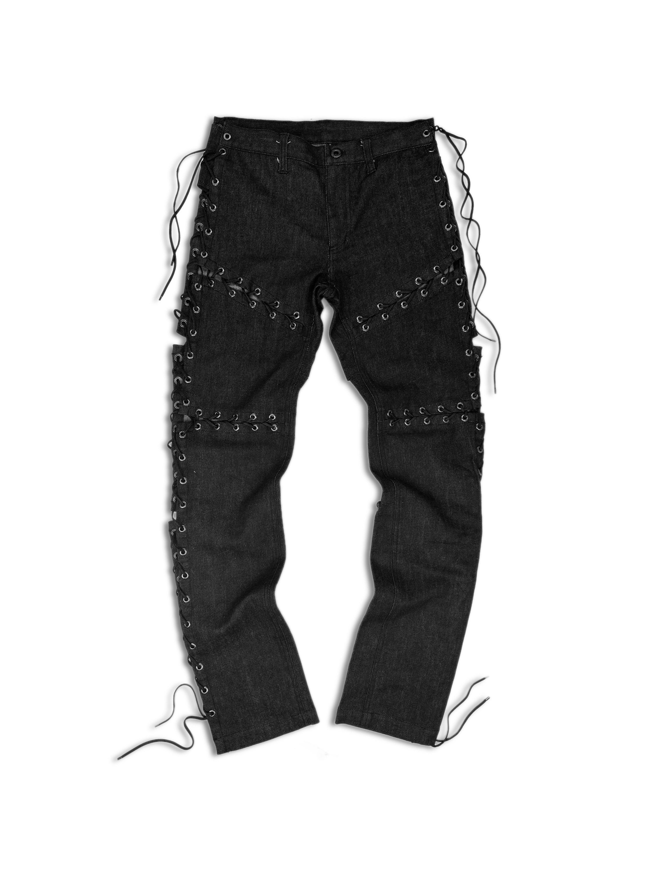 00s Hysteric Glamour Black ‘Laced’ Eyelet Corset Denim