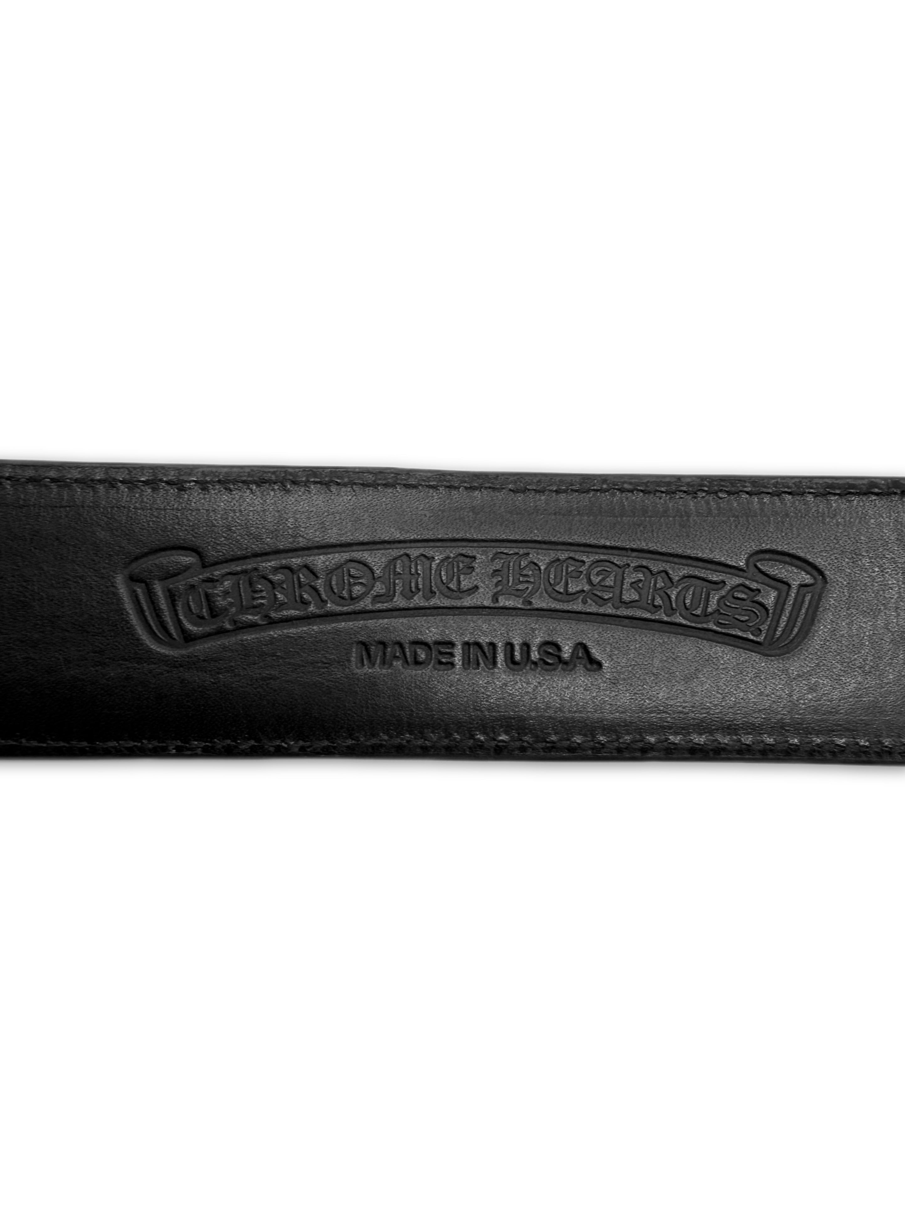 Chrome Hearts Double Roller .925 Silver Black Leather Belt