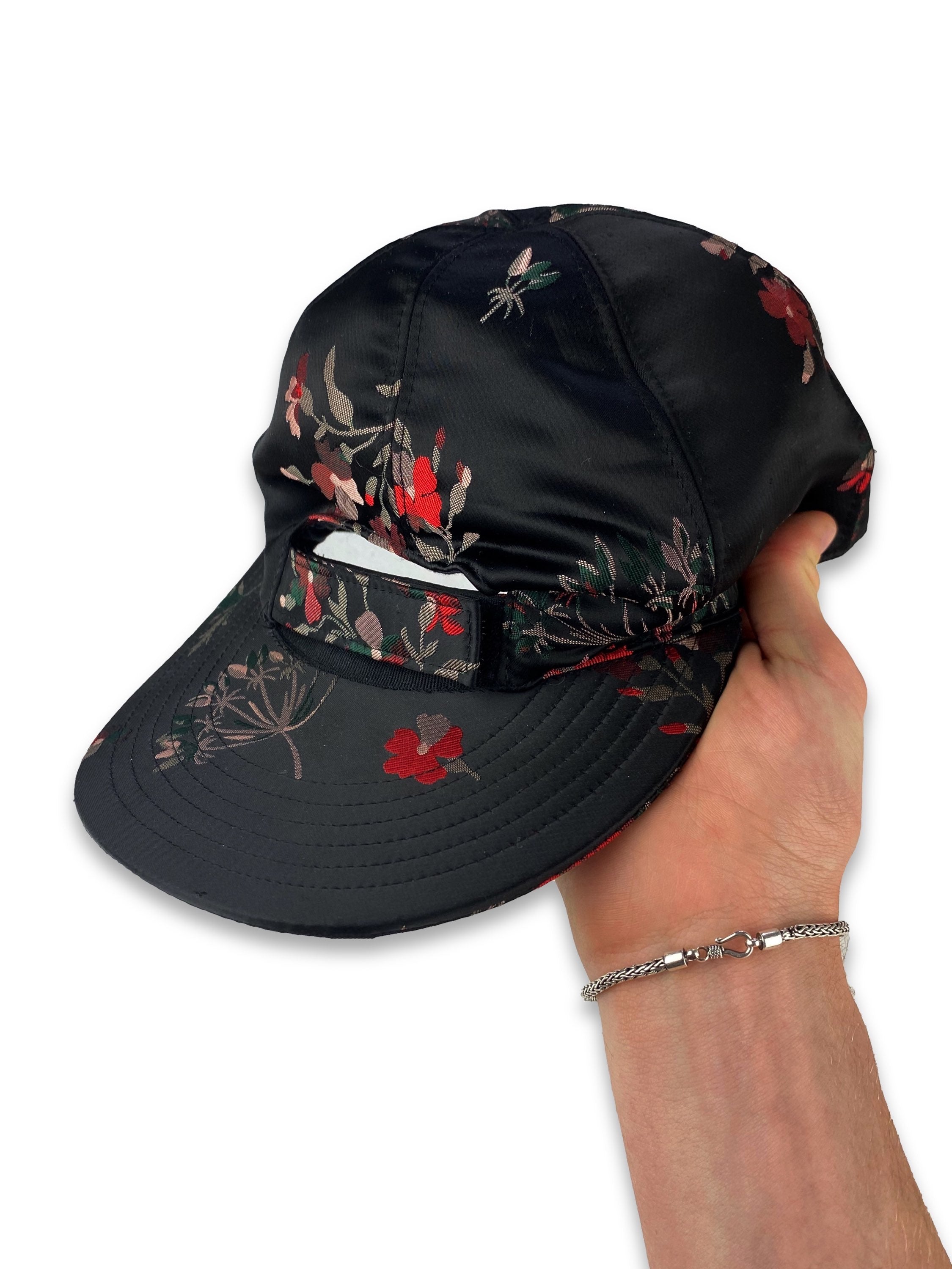 Maison Margiela MM6 Front Strap Floral Black Hat