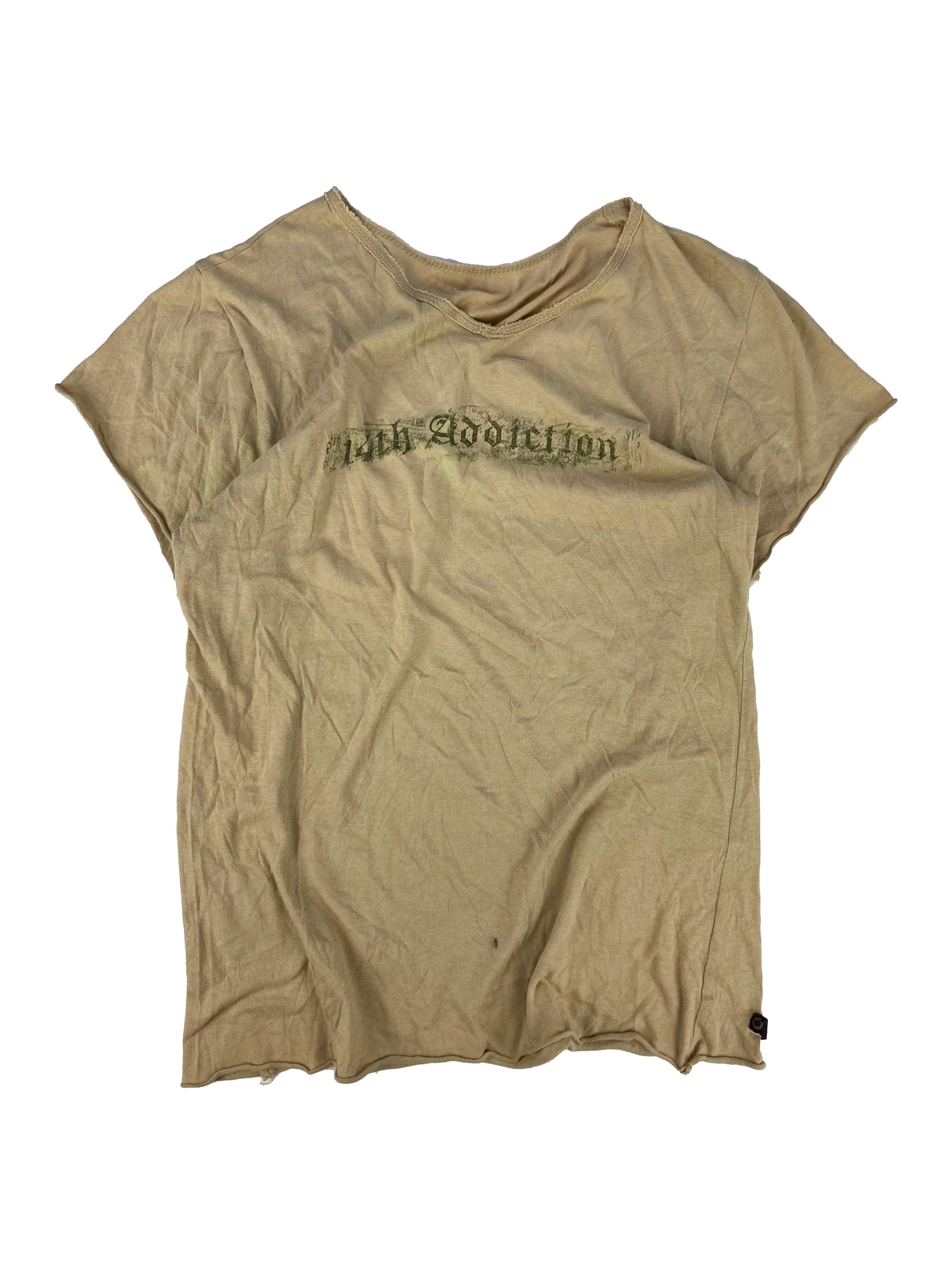 90s 14th Addiction ‘Gothic’ Spellout Clock Tan T-Shirt