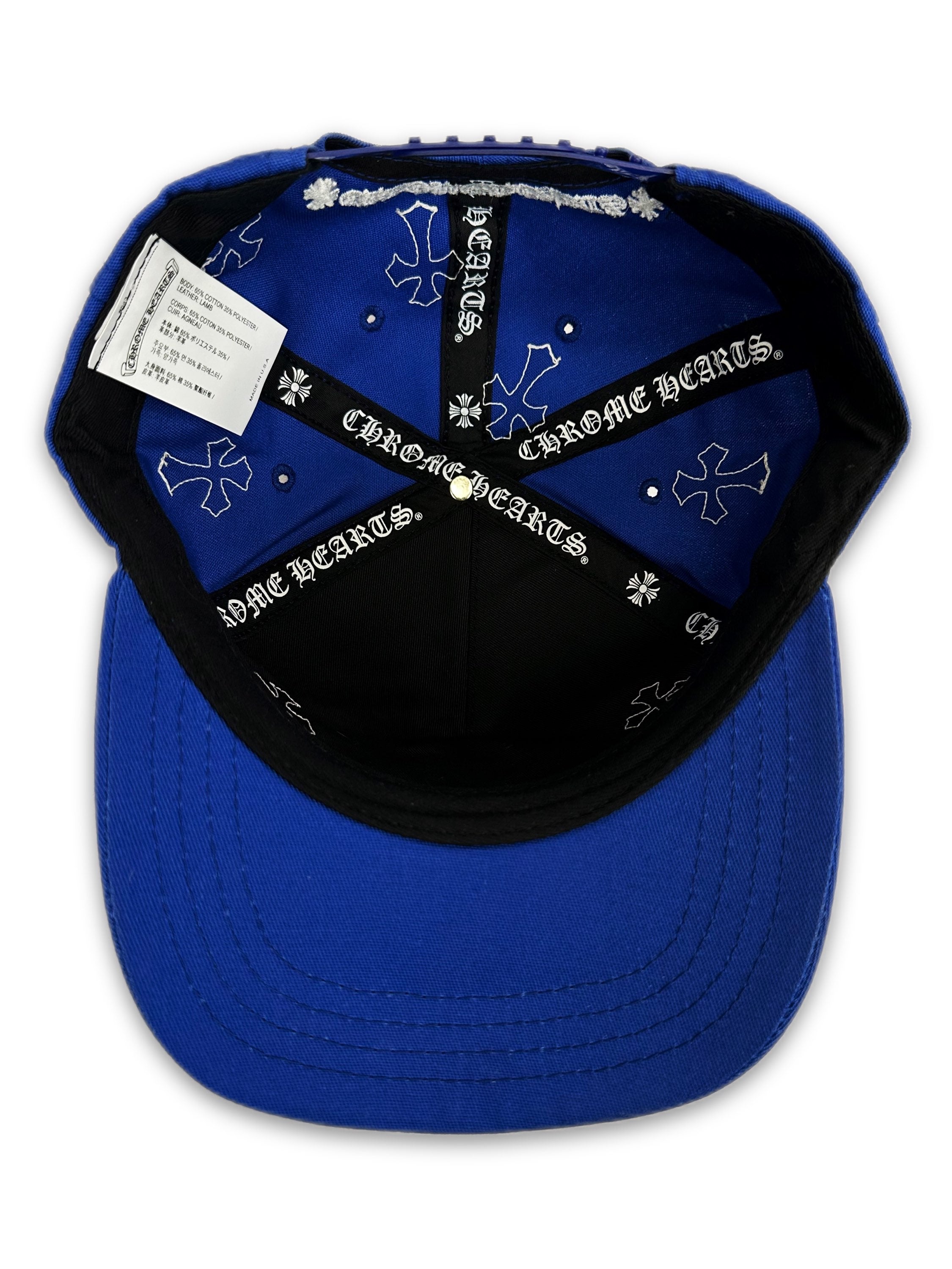 Chrome Hearts Cross Patch Royal Blue Embroidered Trucker Hat