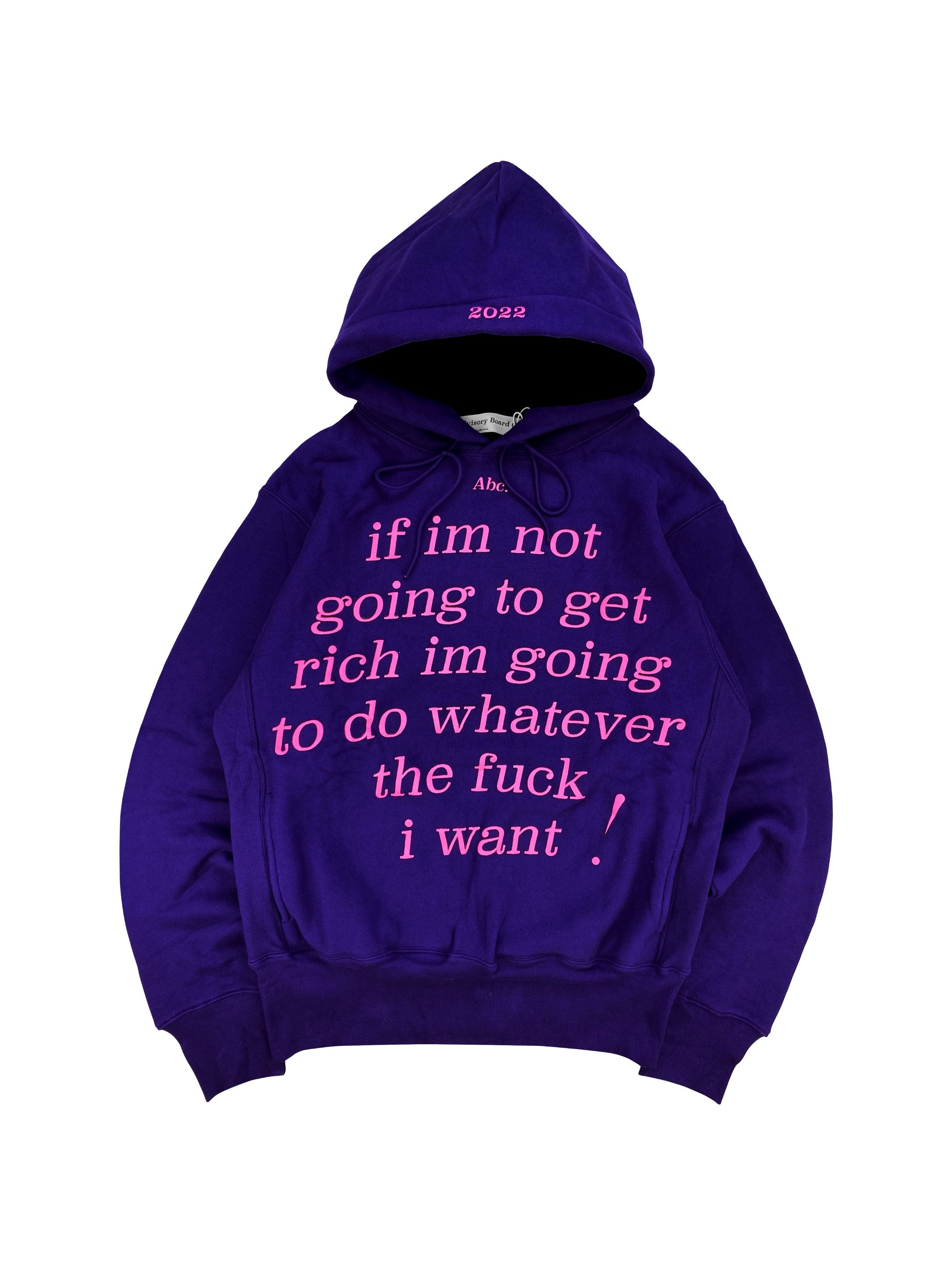 AW21 Advisory Board Crystals ‘Get Rich’ Purple Bubble Print Hoodie