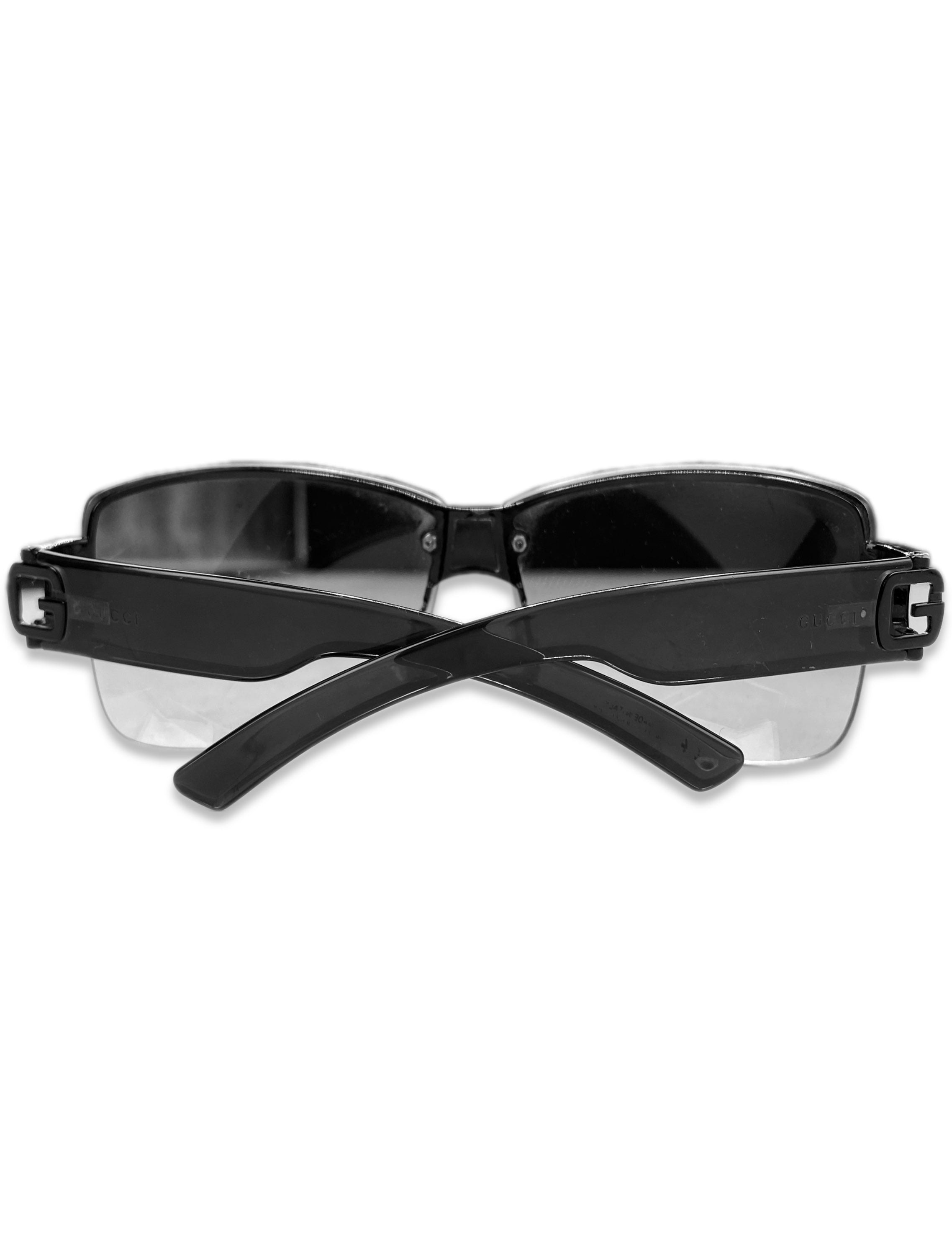 Gucci ‘G’ Ombré Gradient Tint Black Matte Rounded Sunglasses
