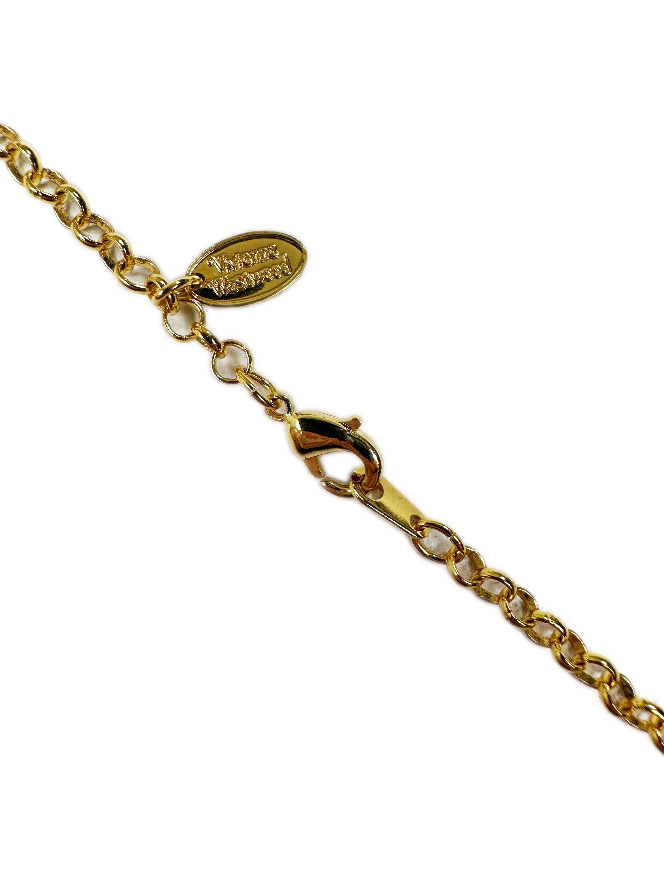 Vivienne Westwood ‘Orb’ Gold Pendant Swarovski Crystal Necklace