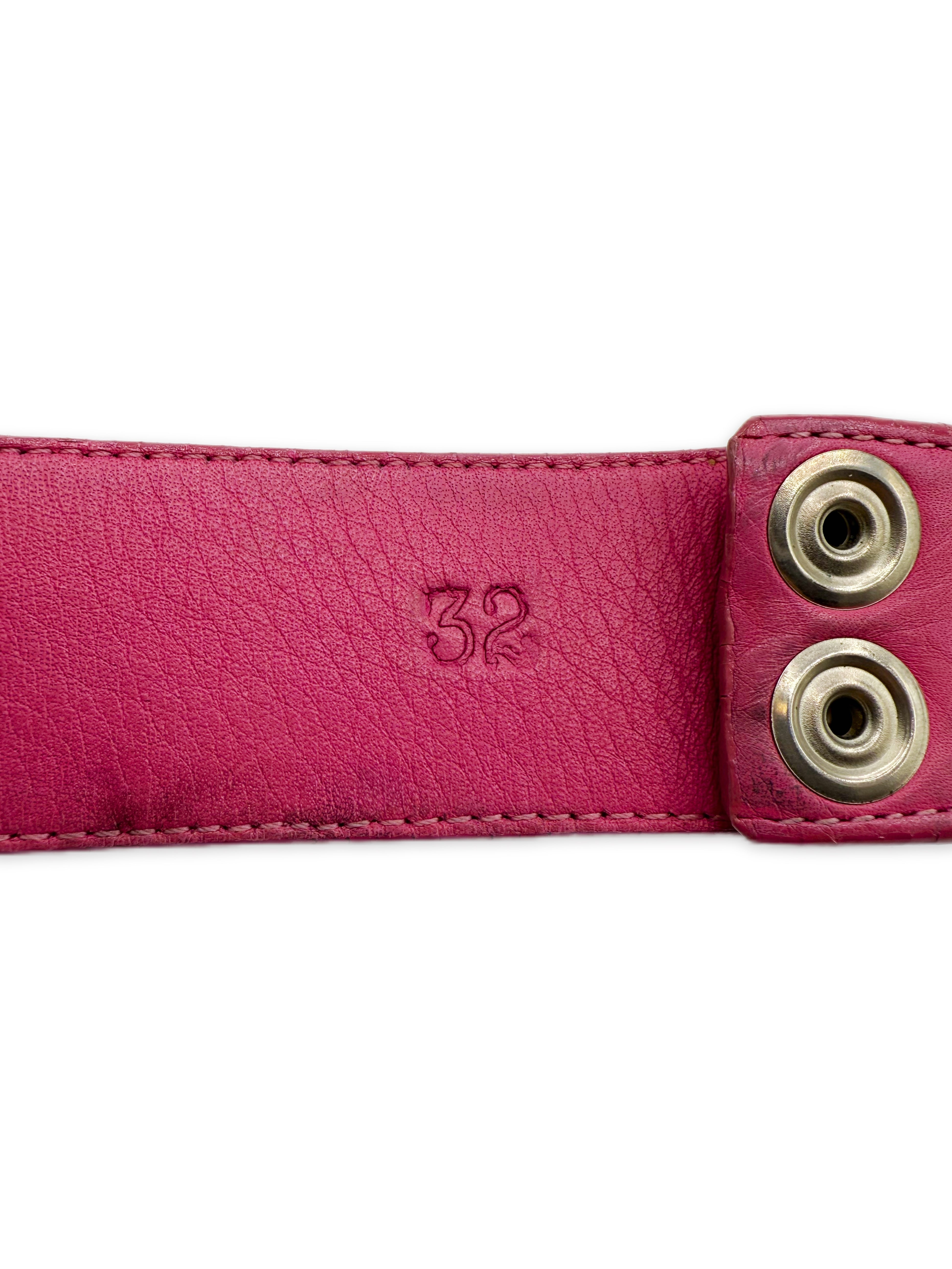 Chrome Hearts Pink Leather .925 Silver Belt Strap