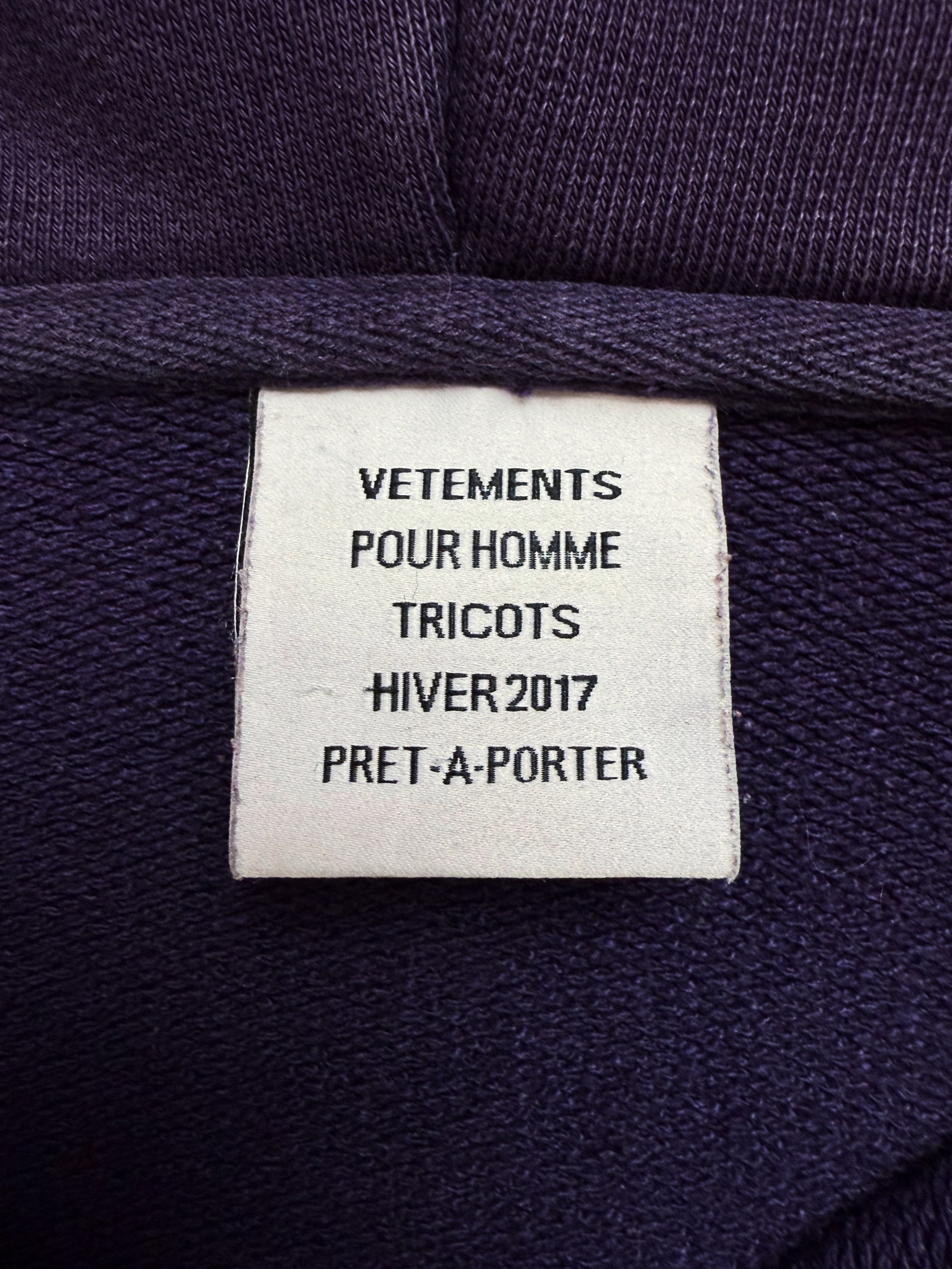 AW16 Vetements Homme ‘Sexual Fantasies’ Purple 1/50 Zip-up Hoodie