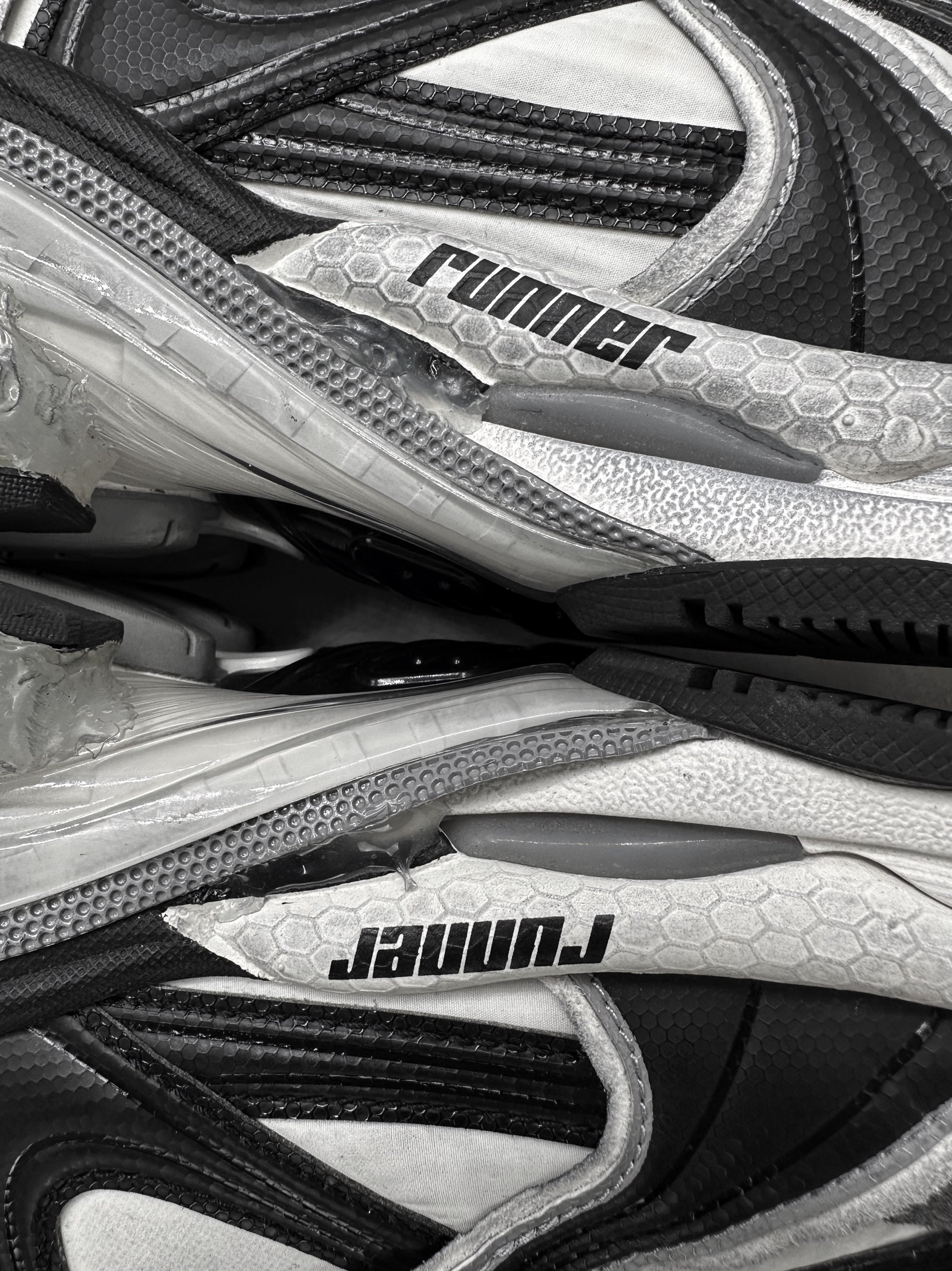 Balenciaga ‘Runner’ Grey Chunky Sole Transparent Logo Sneakers