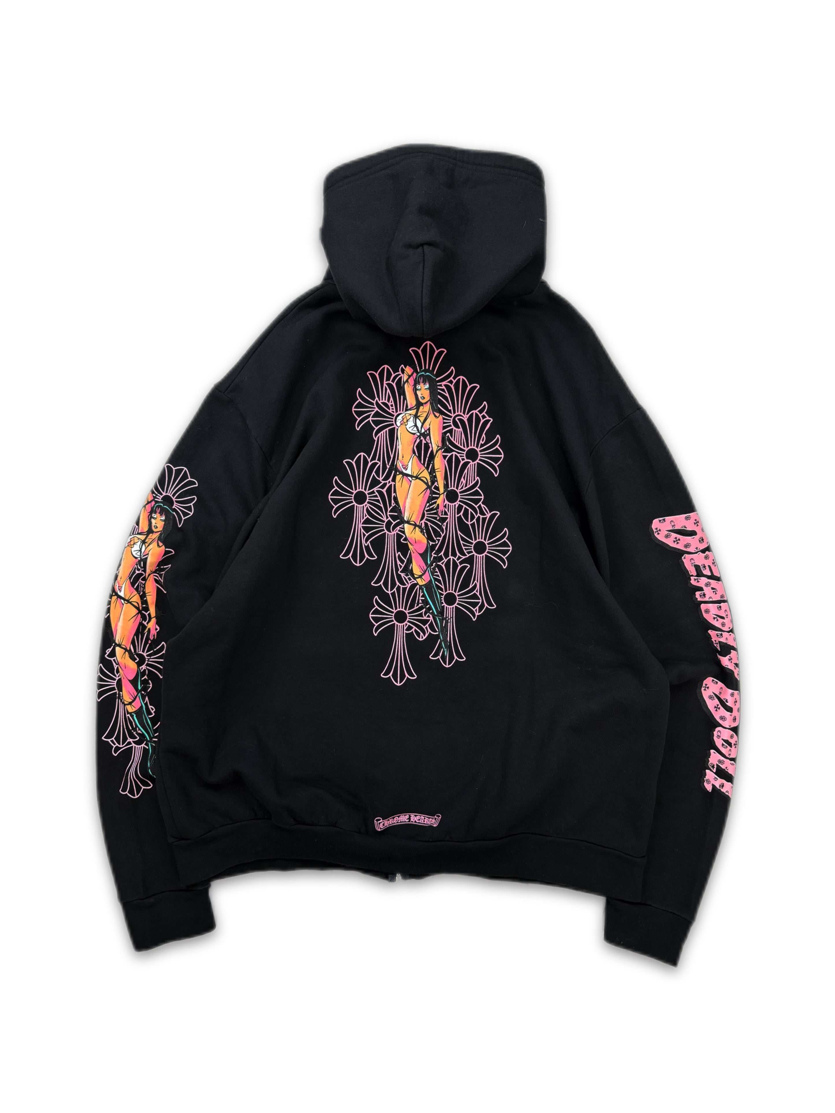 Chrome Hearts x Deadly Doll Dagger Zip Black Graphic Hoodie
