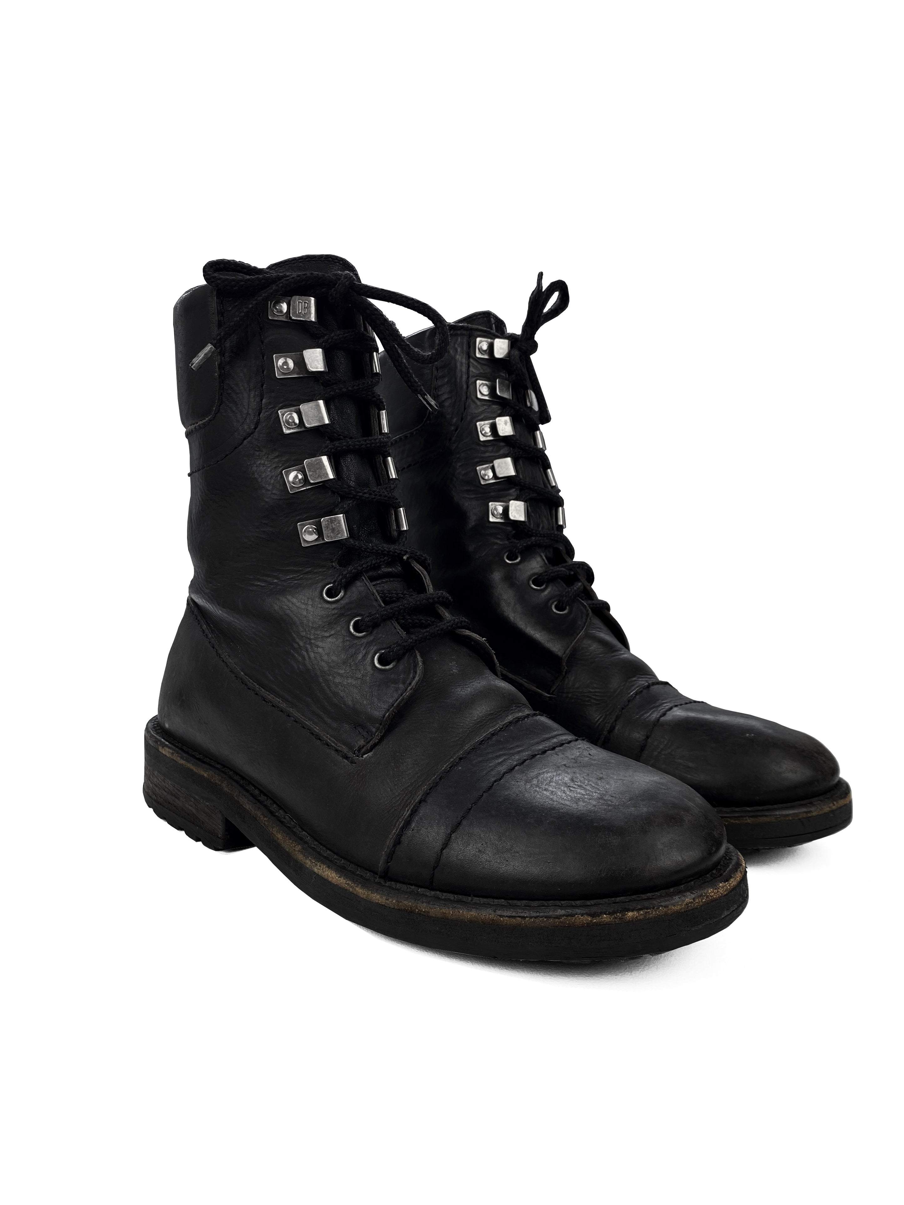90’s Dirk Bikkembergs Leather Metallic Hooked Combat Boots
