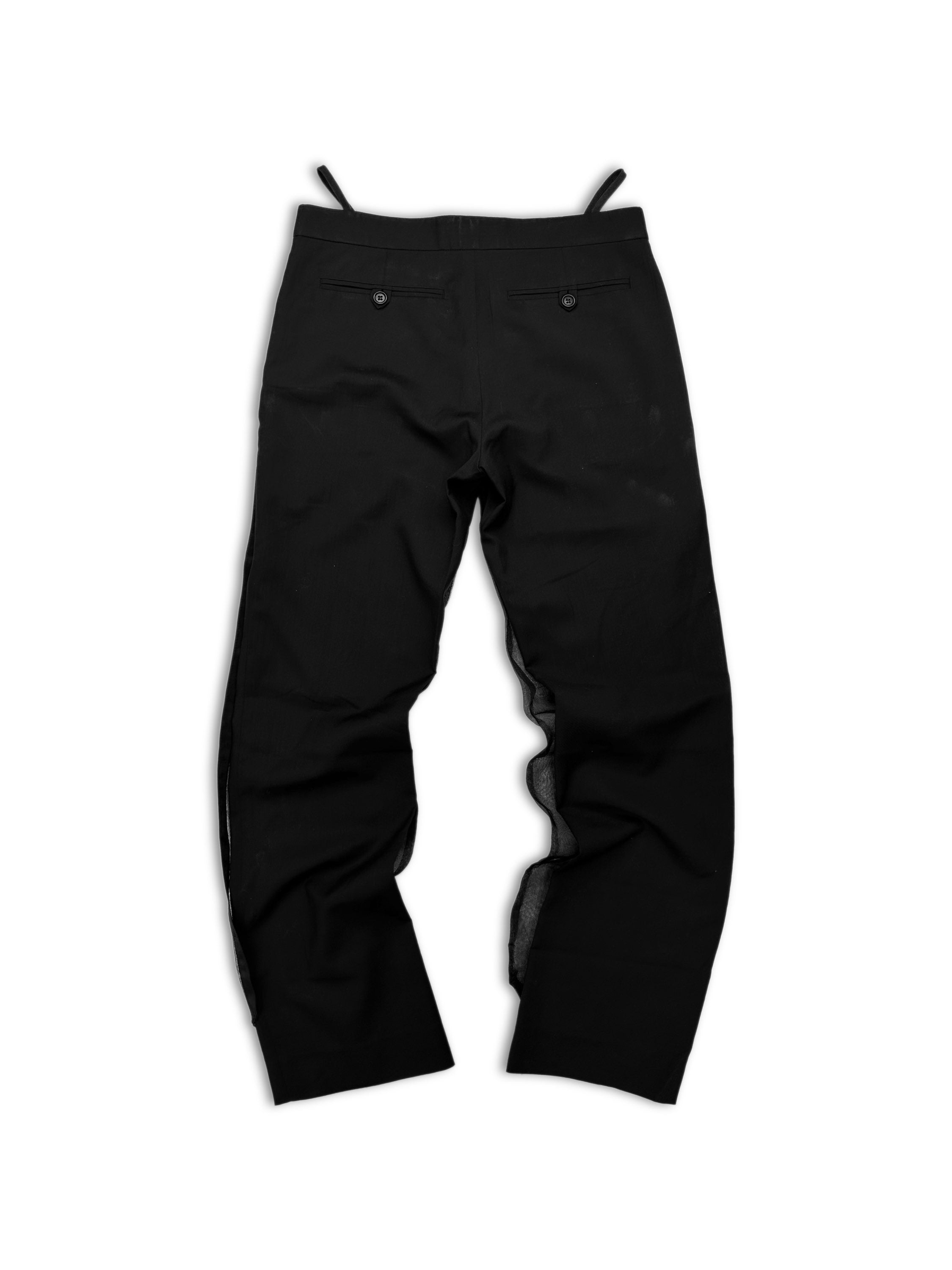 00s Helmut Lang ‘Tuxedo’ Mesh Layered Black Pants