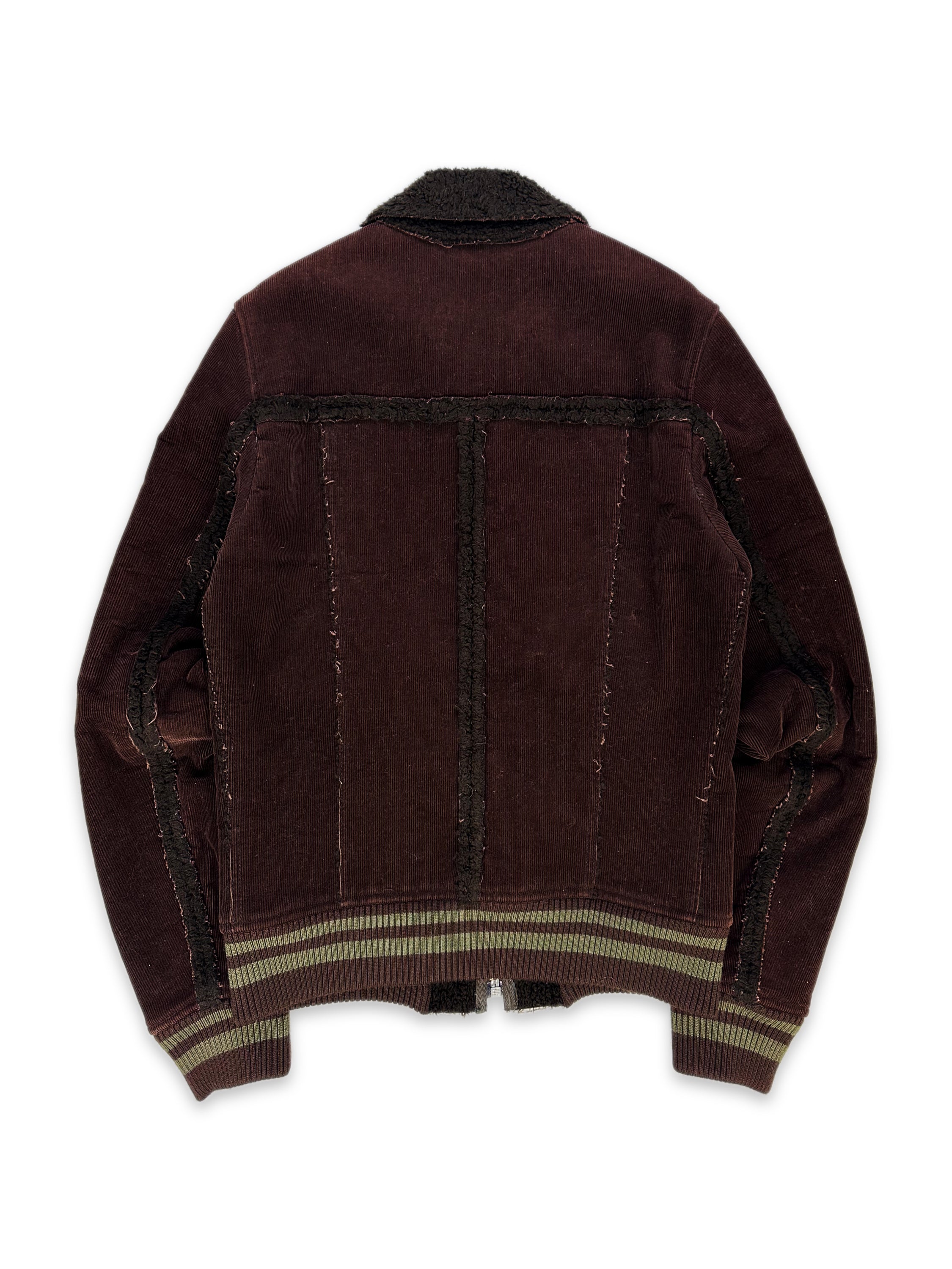 00s Dolce & Gabbana Corduroy Shearling Lined Bomber Jacket