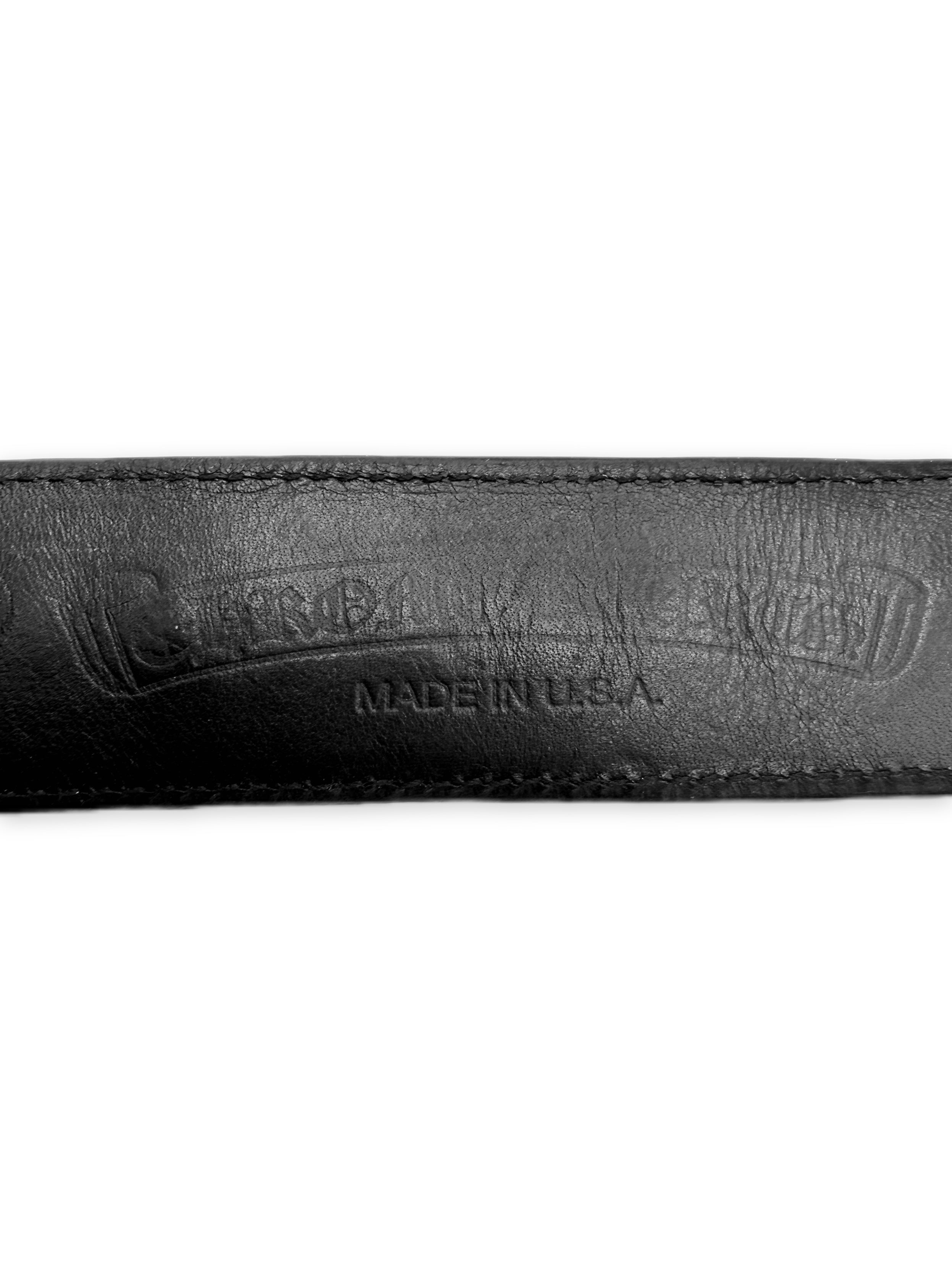Chrome Hearts Pyramid Studded Roller .925 Silver Black Leather Belt