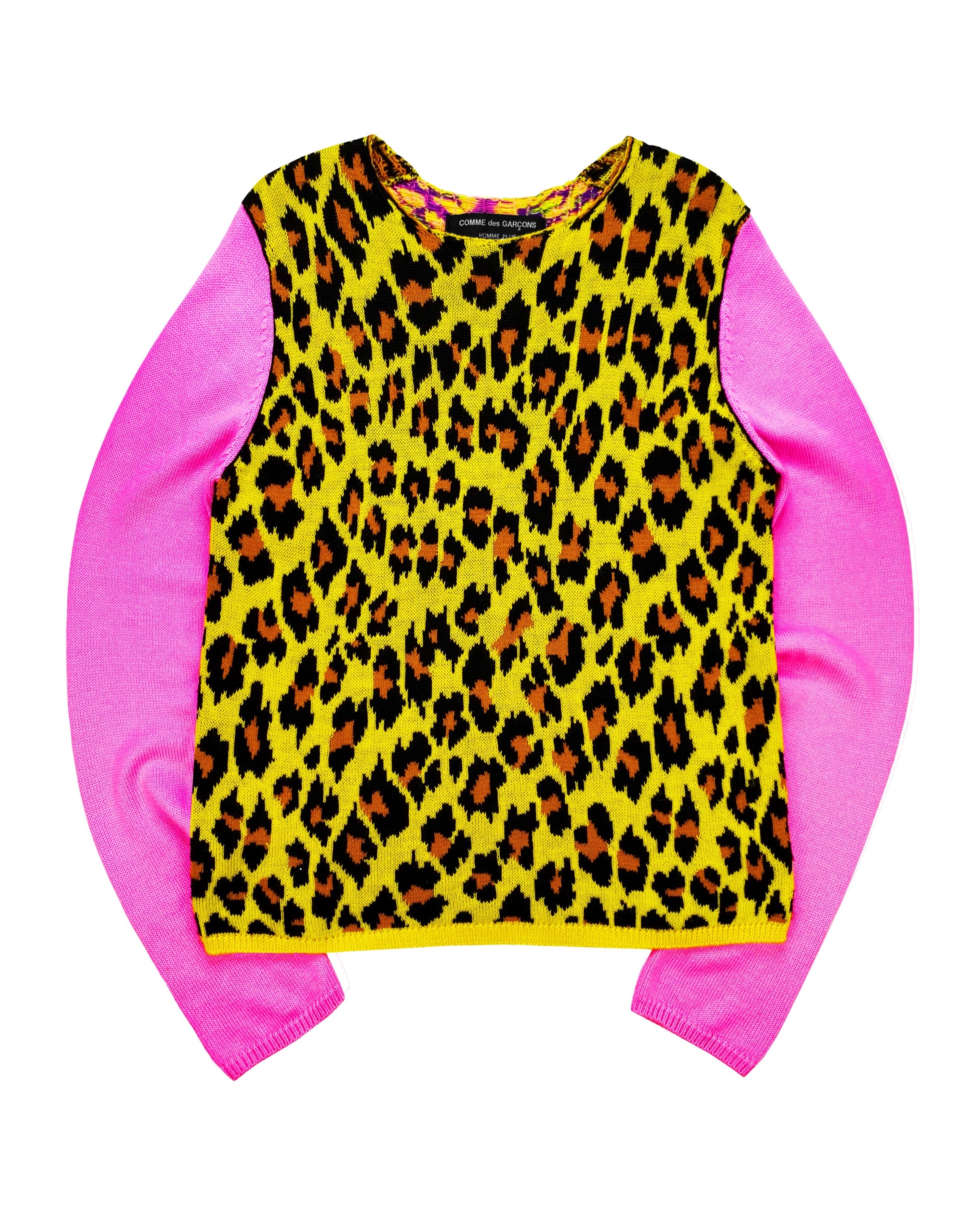 SS18 Comme des Garçons Homme ‘Psychedelic’ Leopard Print Knit Sweater