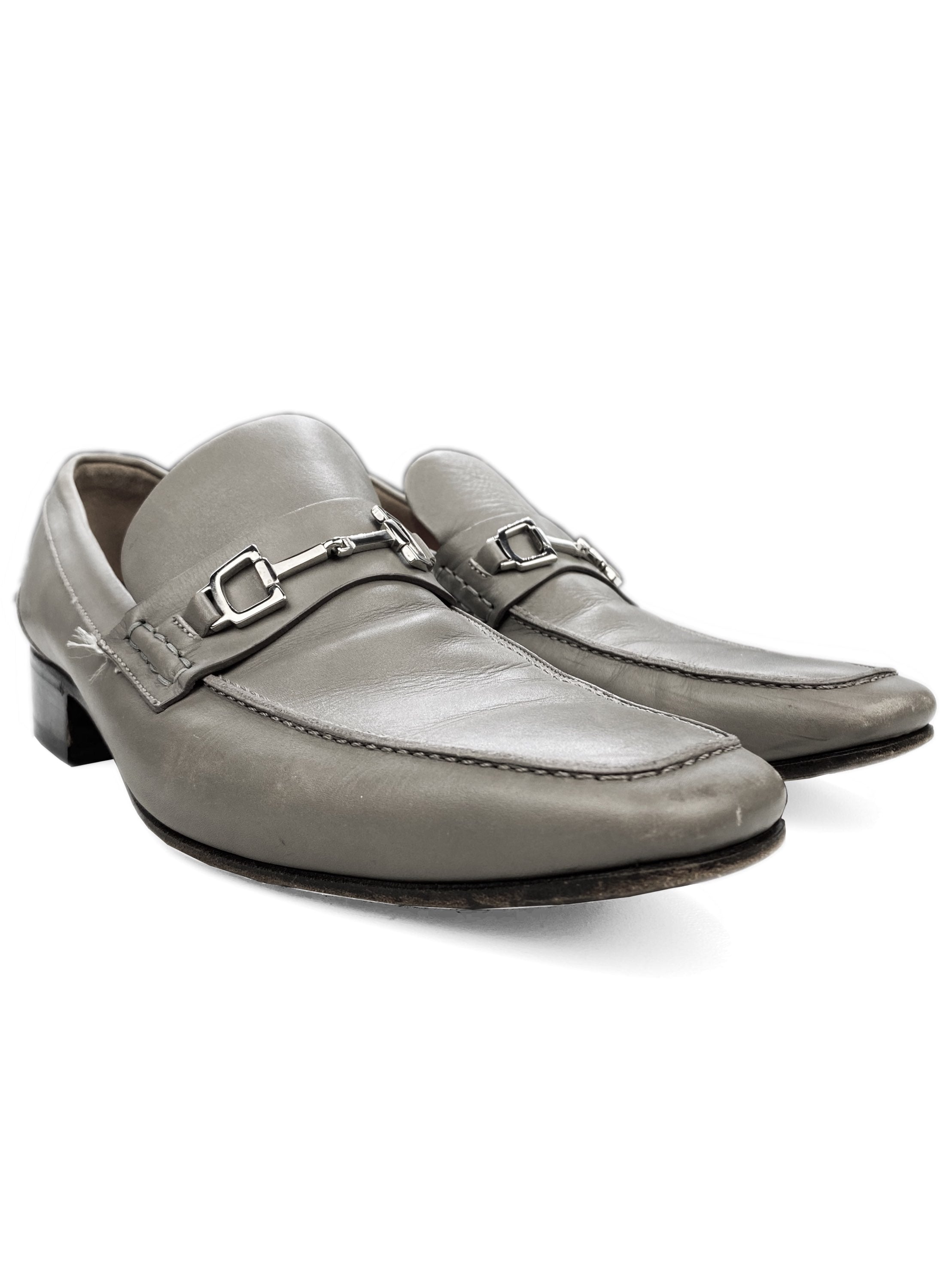 Gucci Leather Metallic Wooden Sole Loafers