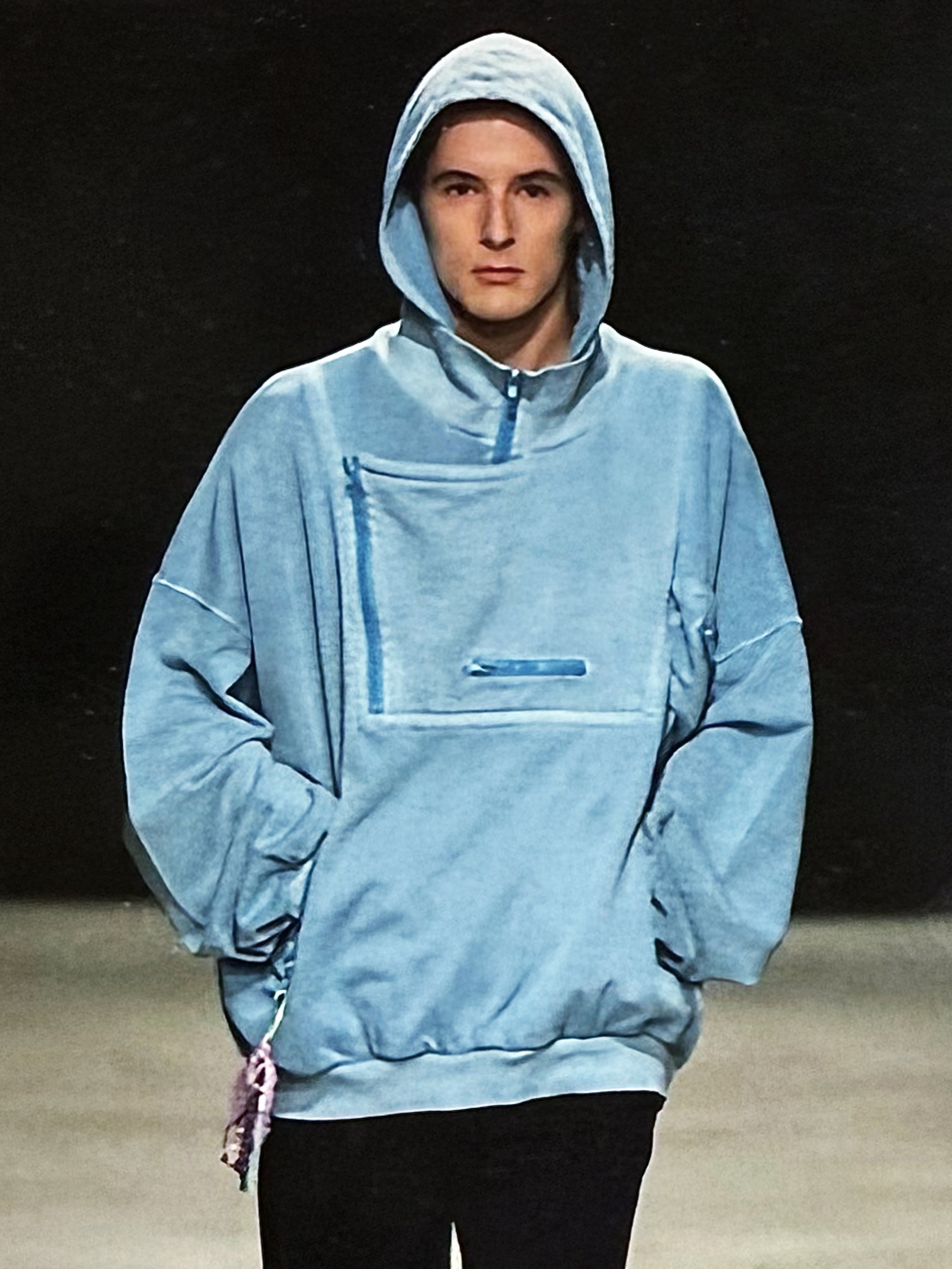 AW04 Raf Simons ‘Waves’ Multi Pocket Teal Blue Cargo Hoodie