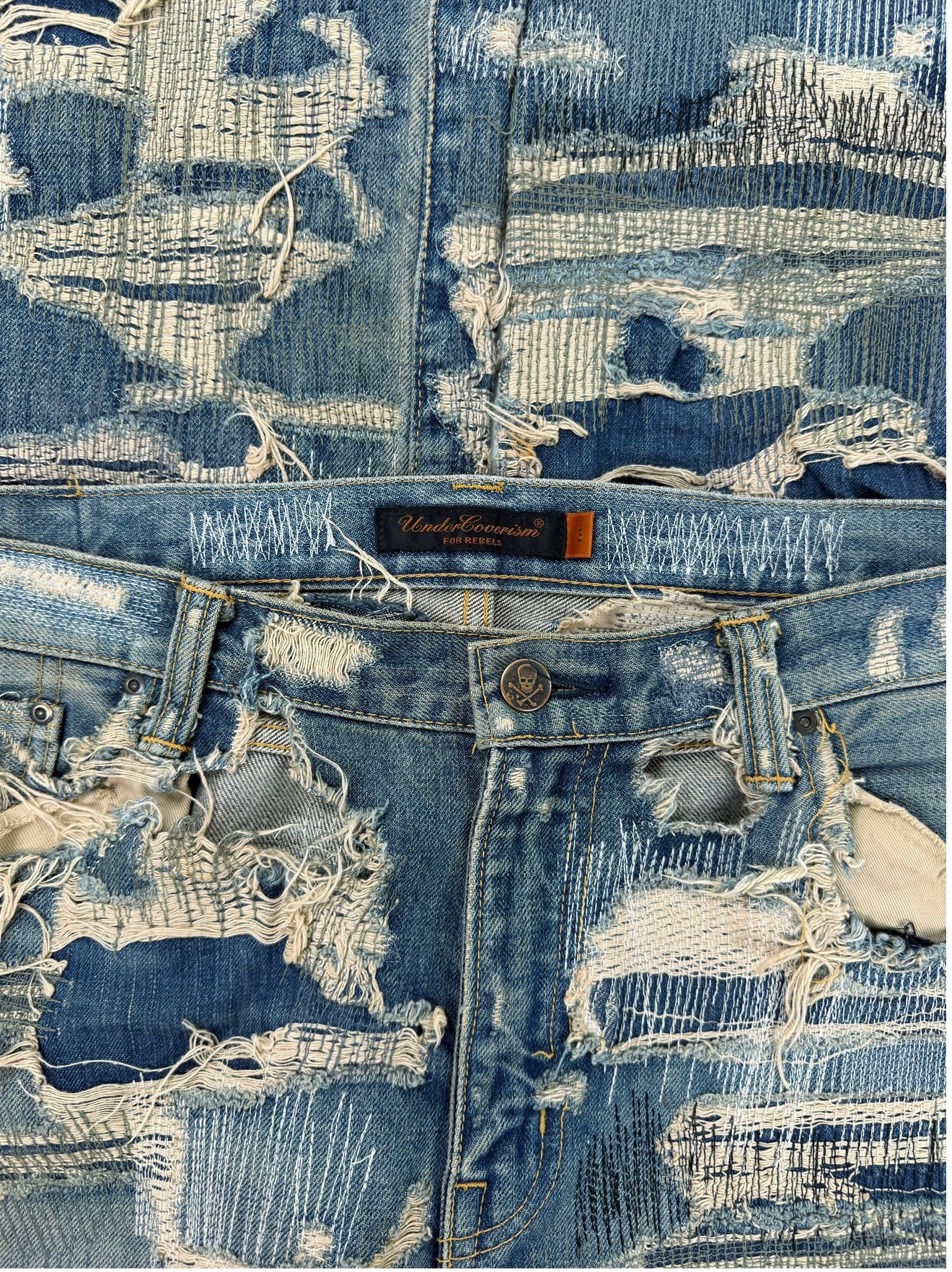 AW05 Undercover 85 ‘Arts &amp; Crafts’ Blue Unaltered Denim Jeans