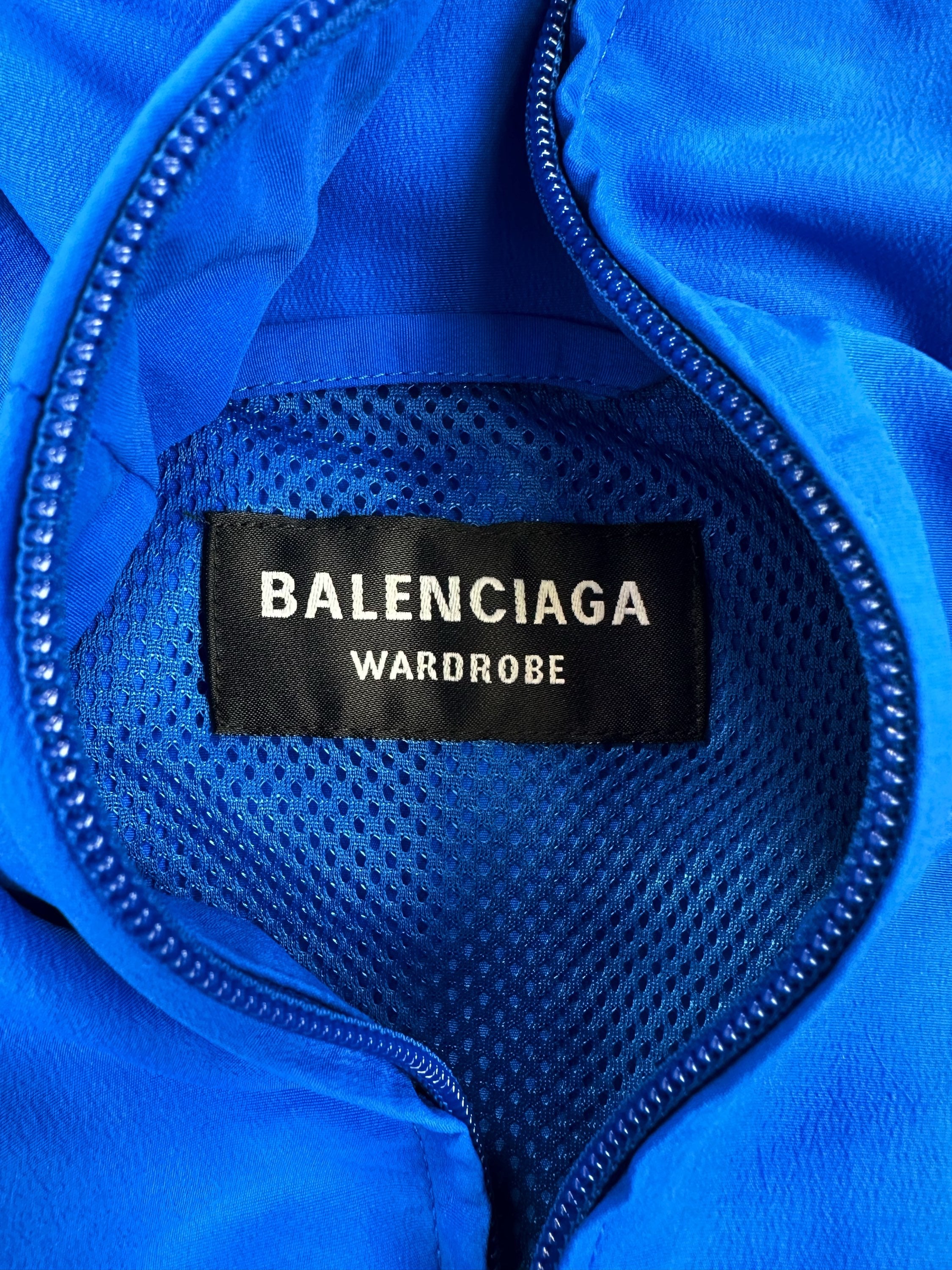 AW21 Balenciaga Sky Blue ‘B’ Logo Zip-up Track Jacket