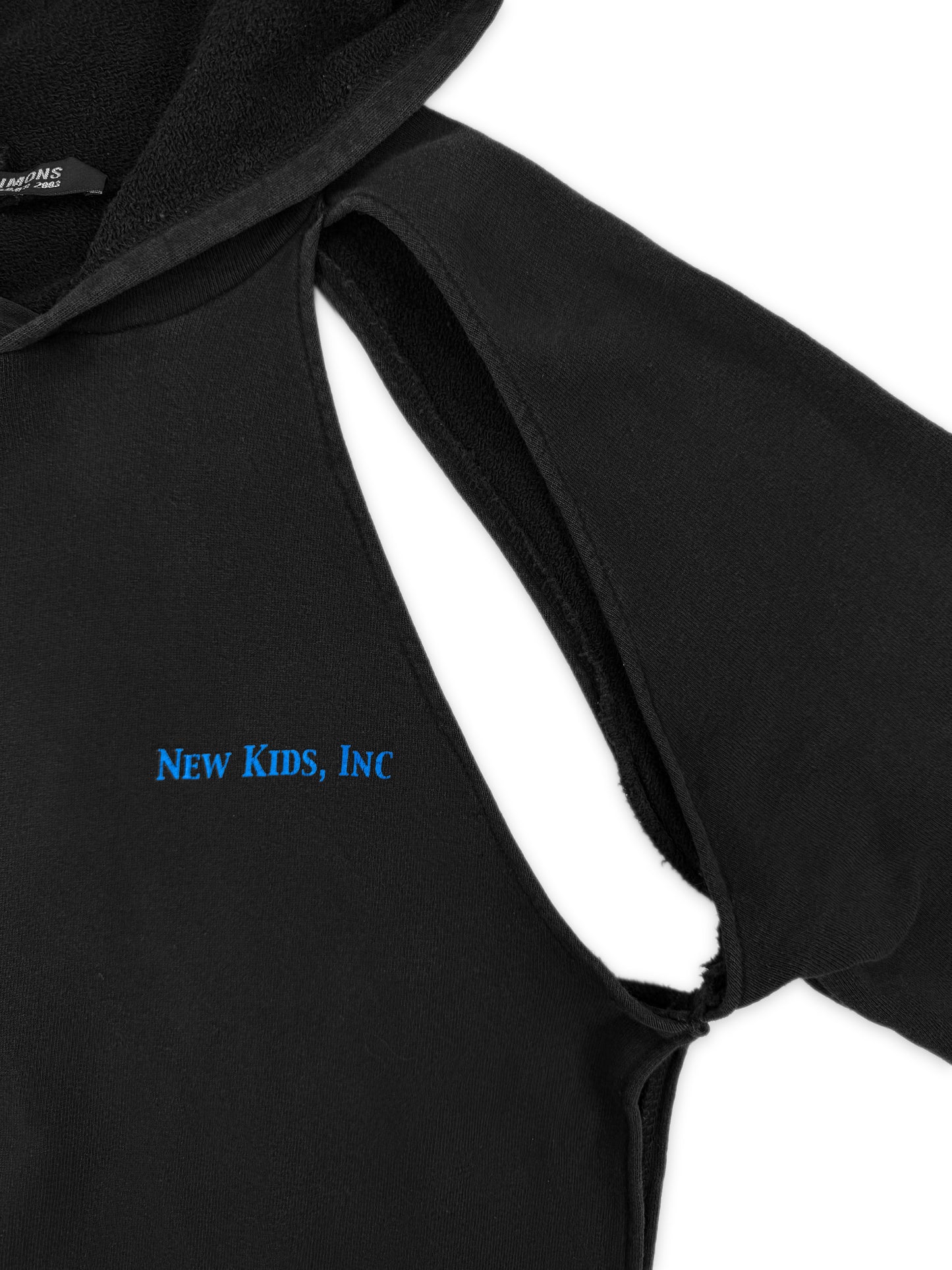 SS03 Raf Simons ‘New Kids Inc.’ Cut Out Slate Grey Hoodie