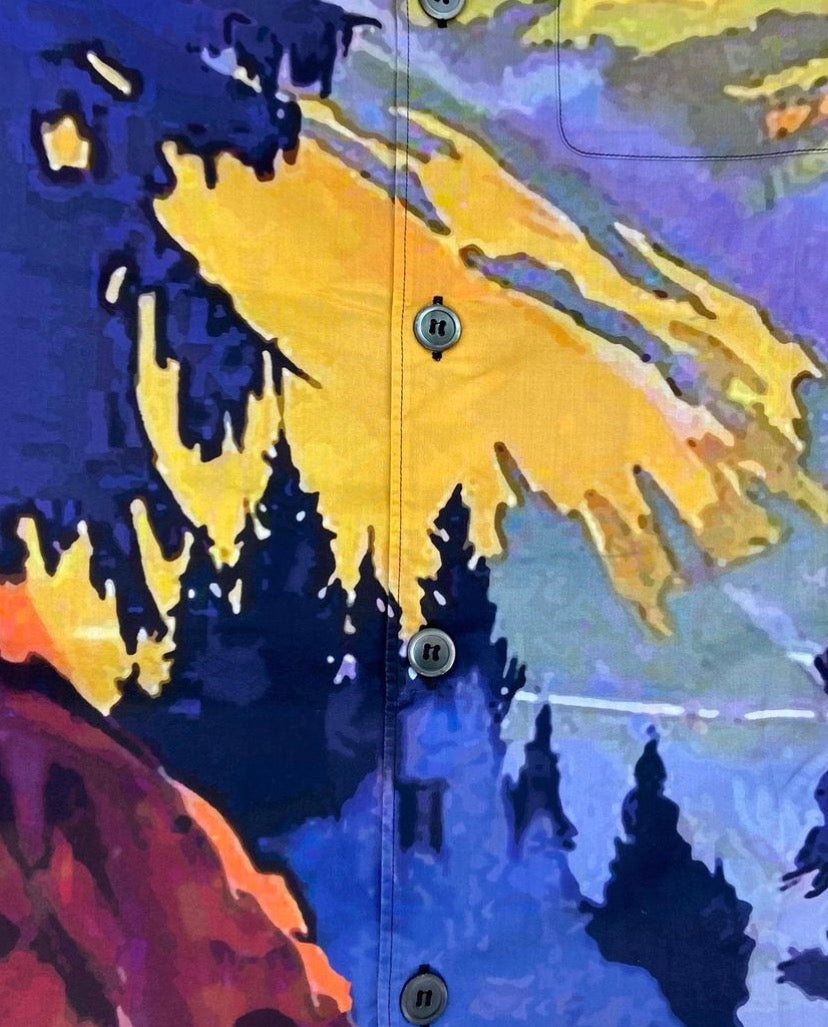 SS17 Prada Mountain Landscape Full Print Camp Collar
