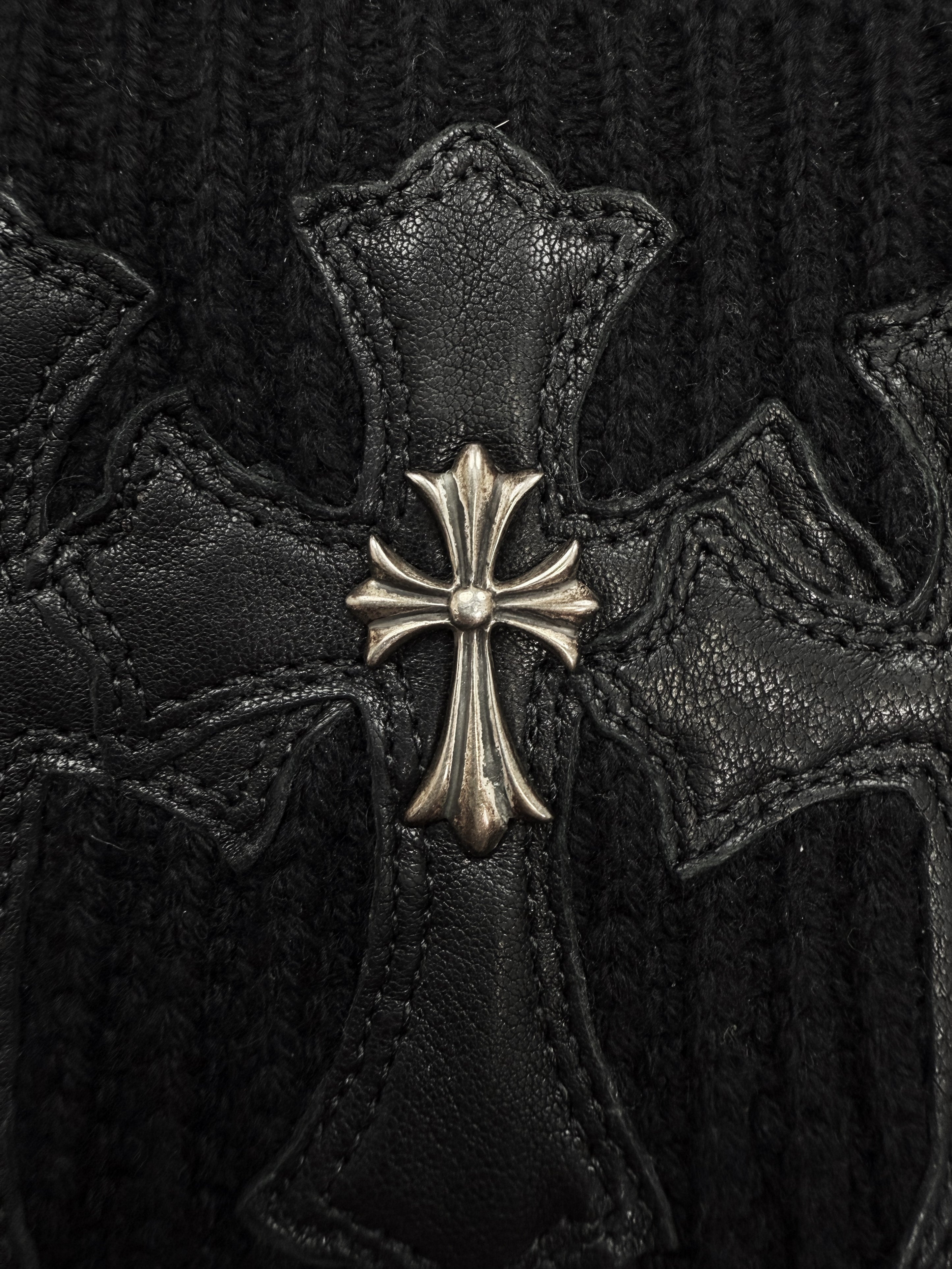 Chrome Hearts Triple Cross Patch .925 Silver Knitted Beanie
