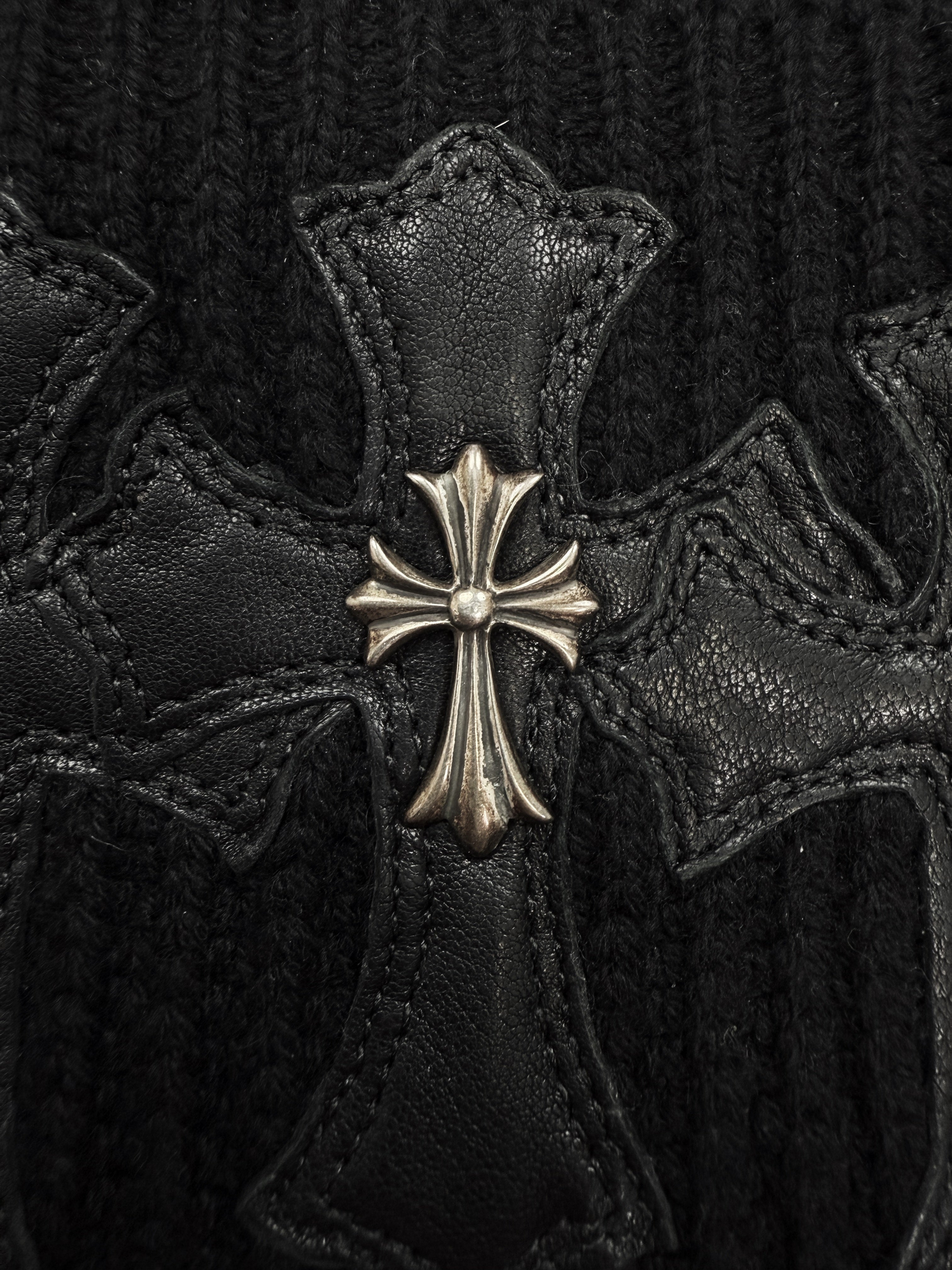 Chrome Hearts Triple Cross Patch .925 Silver Knitted Beanie