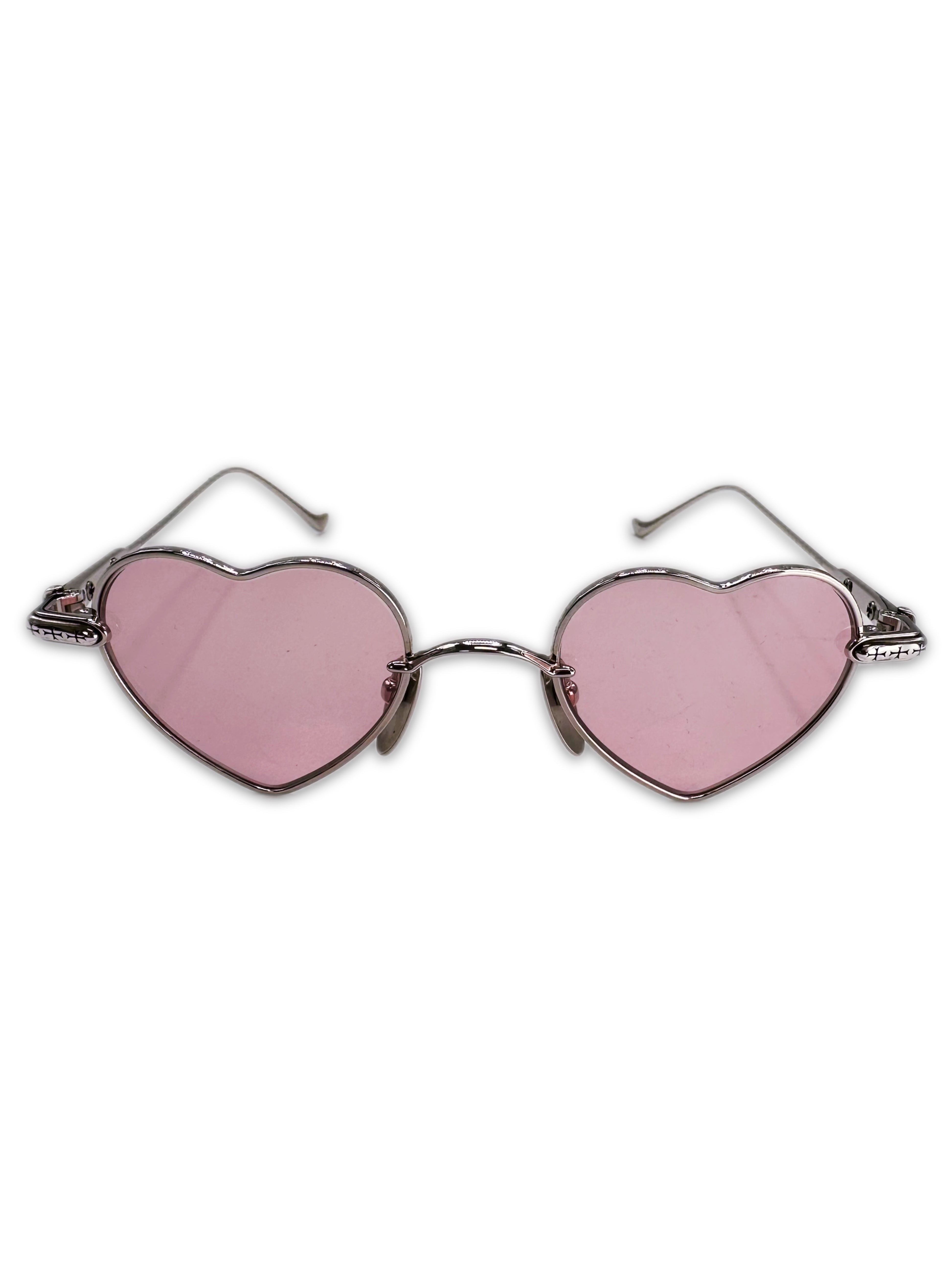 Chrome Hearts ‘Bean’ Pink Tint Heart Sunglasses + Cheetah Case