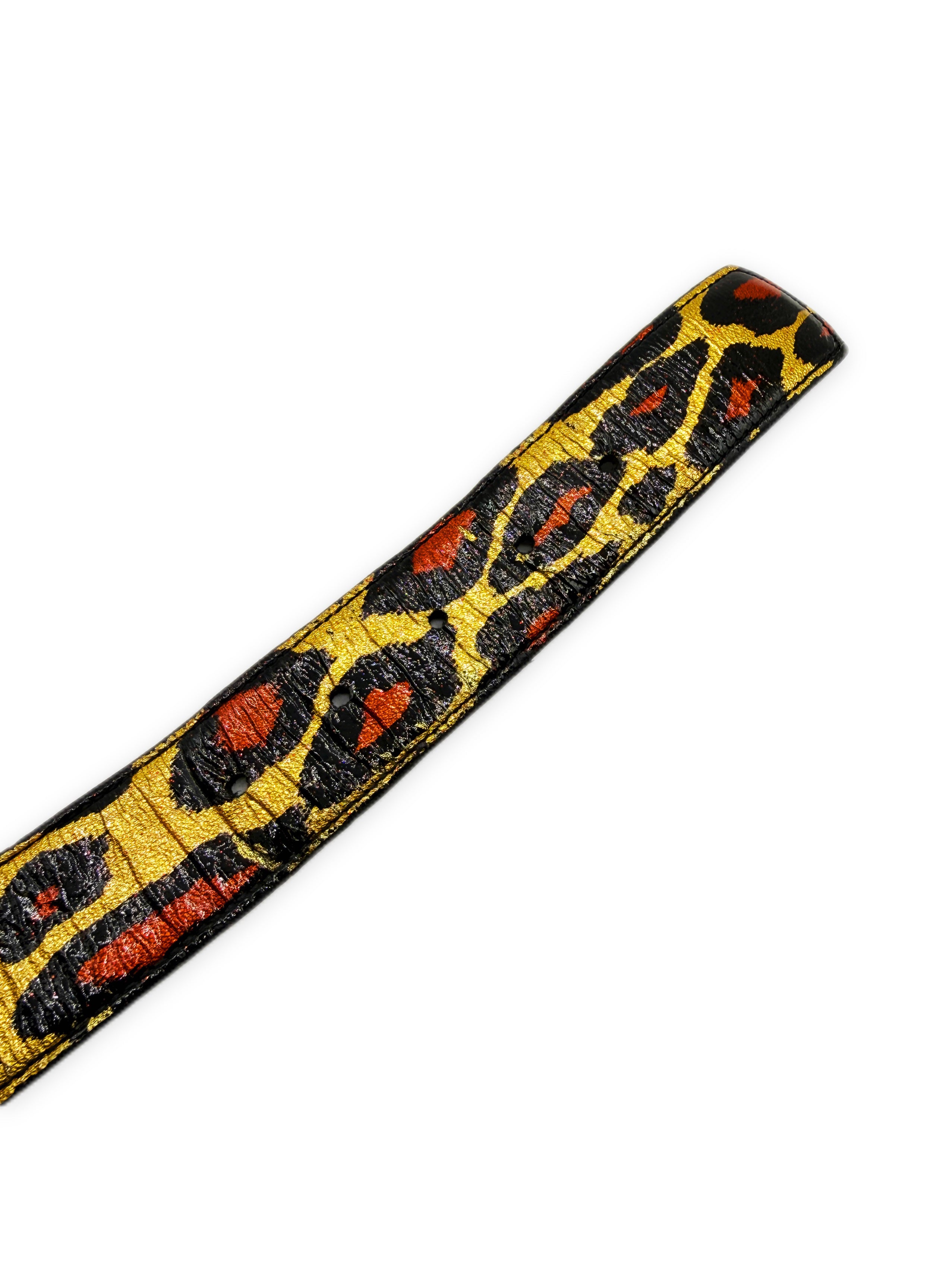 Chrome Hearts Leopard Painted Gunslinger .925 Silver Leather Belt