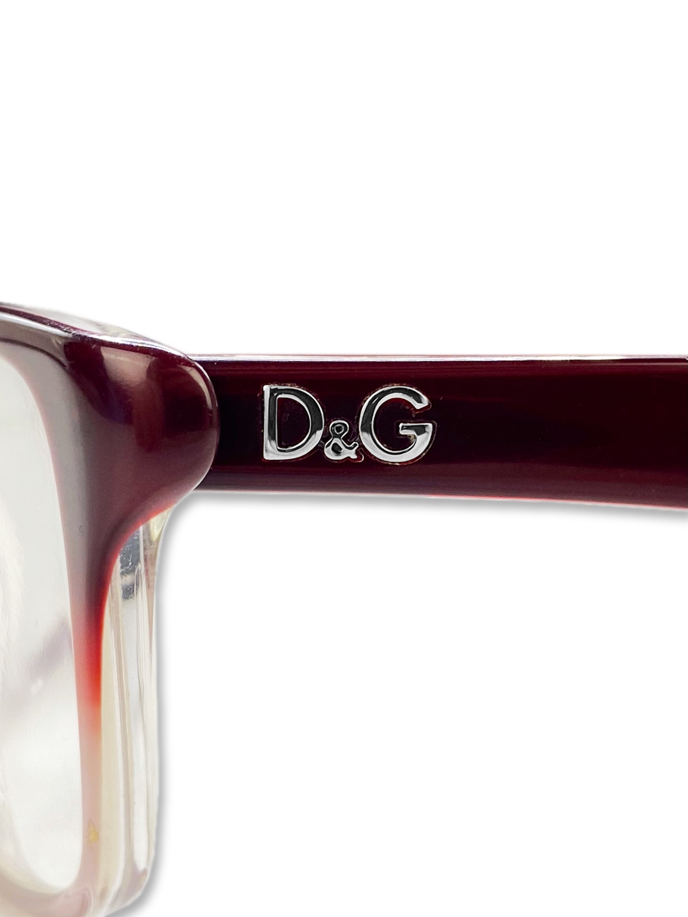 Dolce & Gabbana Blood Red Rounded Frame Metallic Logo Glasses